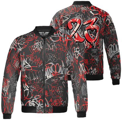Bred Reimagined 4s Jacket Match 23 Hiphop 3D All-Over Print Graffiti Pattern - NastyJamz