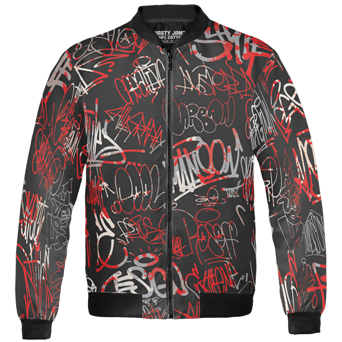 Bred Reimagined 4s Jacket Match 23 Hiphop 3D All-Over Print Graffiti Pattern - NastyJamz