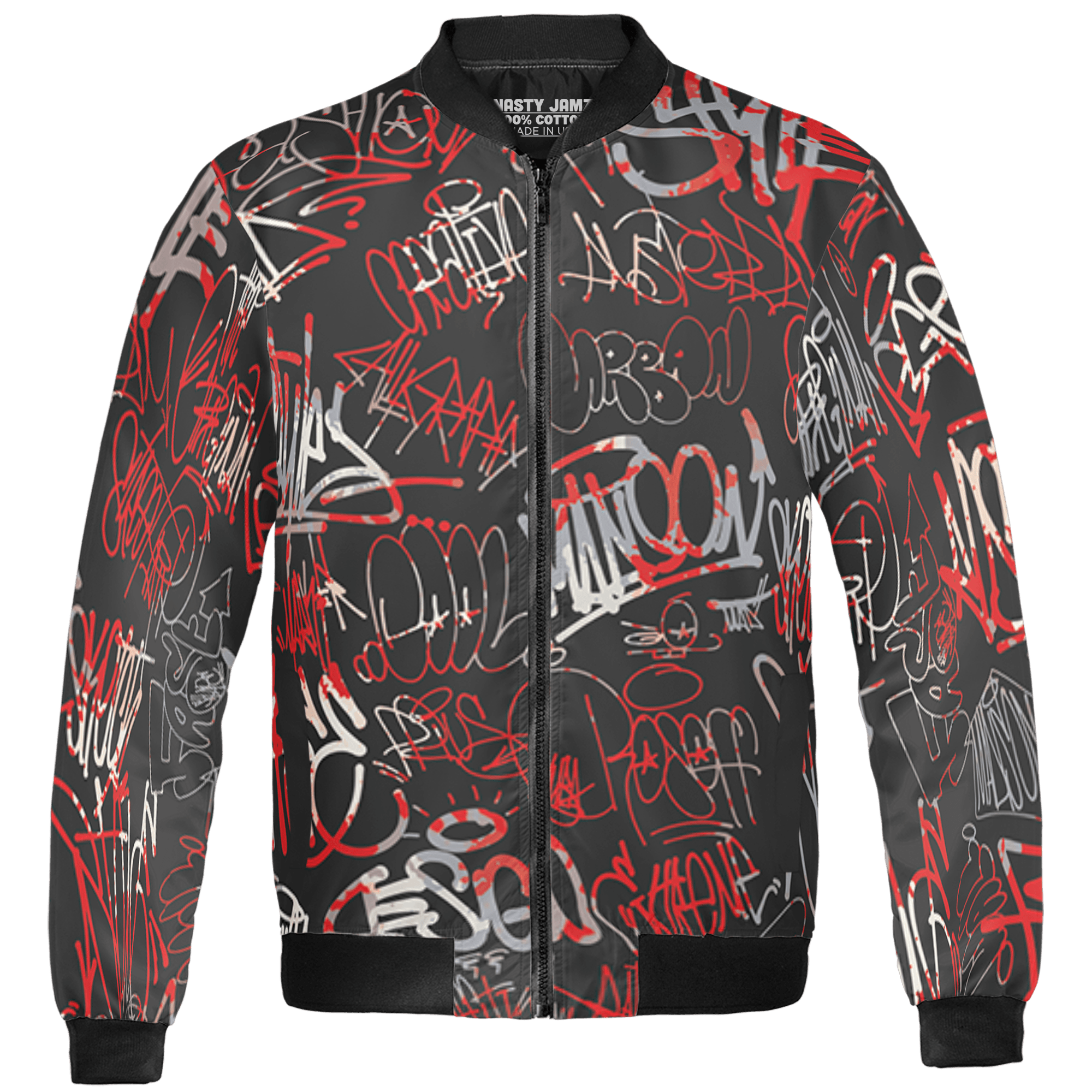 Bred Reimagined 4s Jacket Match 23 Hiphop 3D All-Over Print Graffiti Pattern - NastyJamz