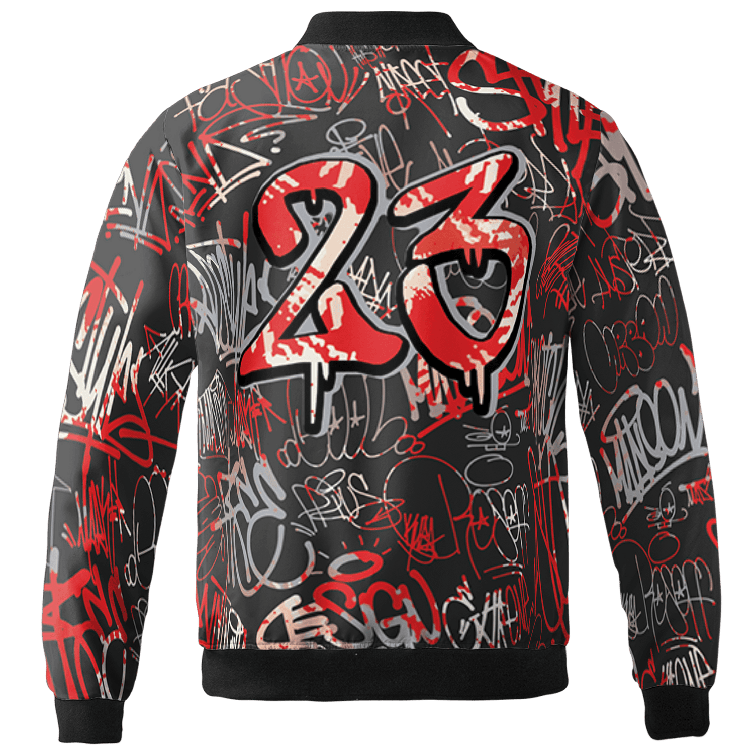 Bred Reimagined 4s Jacket Match 23 Hiphop 3D All-Over Print Graffiti Pattern - NastyJamz