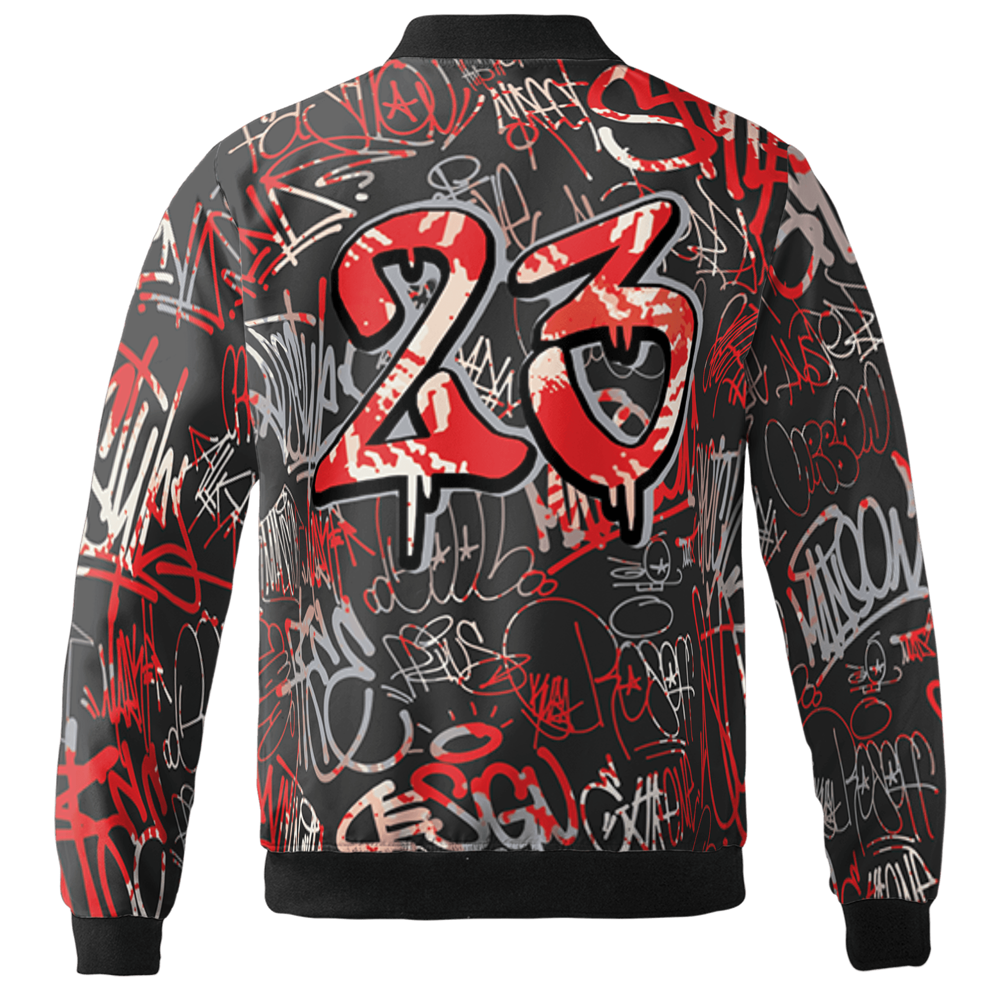 Bred Reimagined 4s Jacket Match 23 Hiphop 3D All-Over Print Graffiti Pattern - NastyJamz
