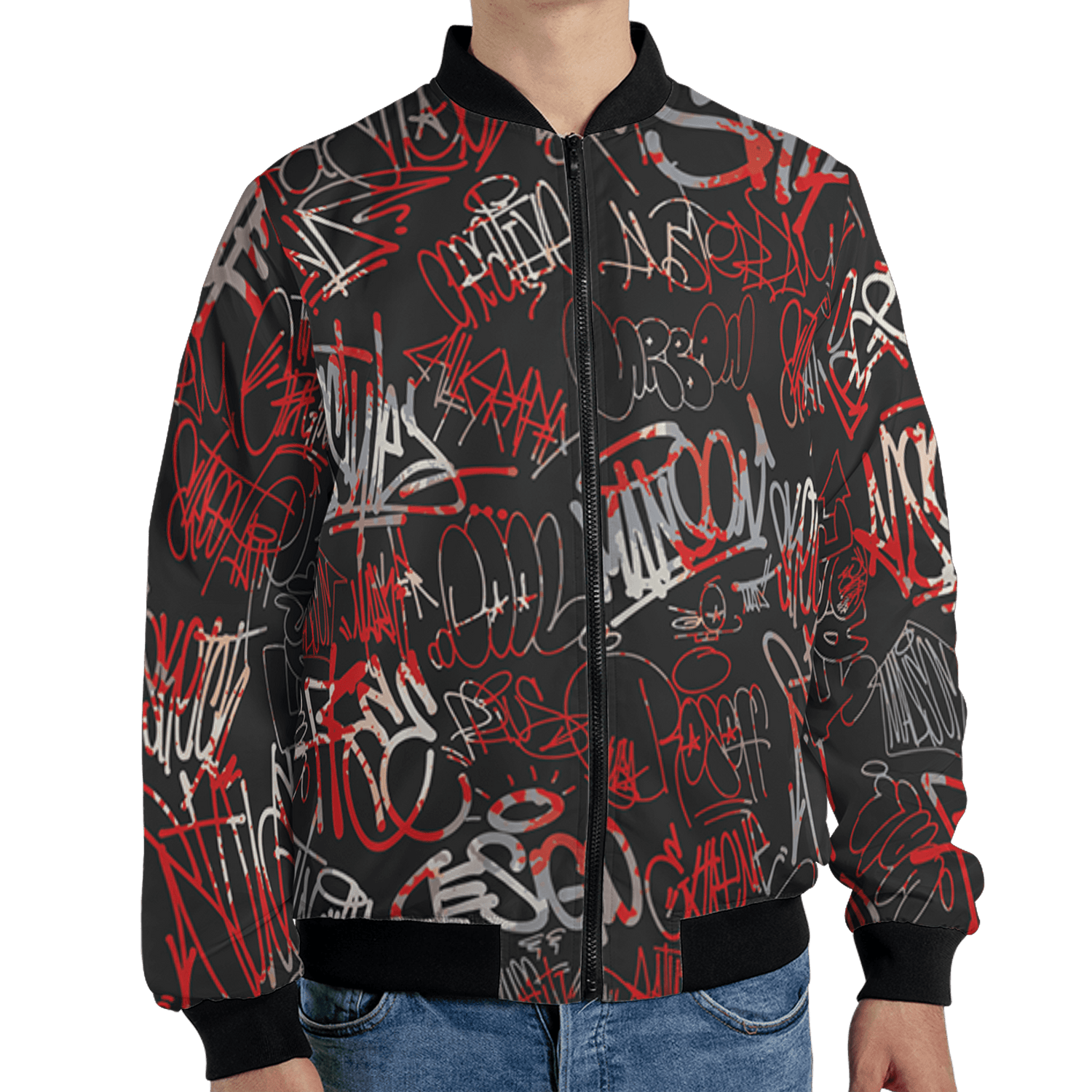 Bred Reimagined 4s Jacket Match 23 Hiphop 3D All-Over Print Graffiti Pattern - NastyJamz