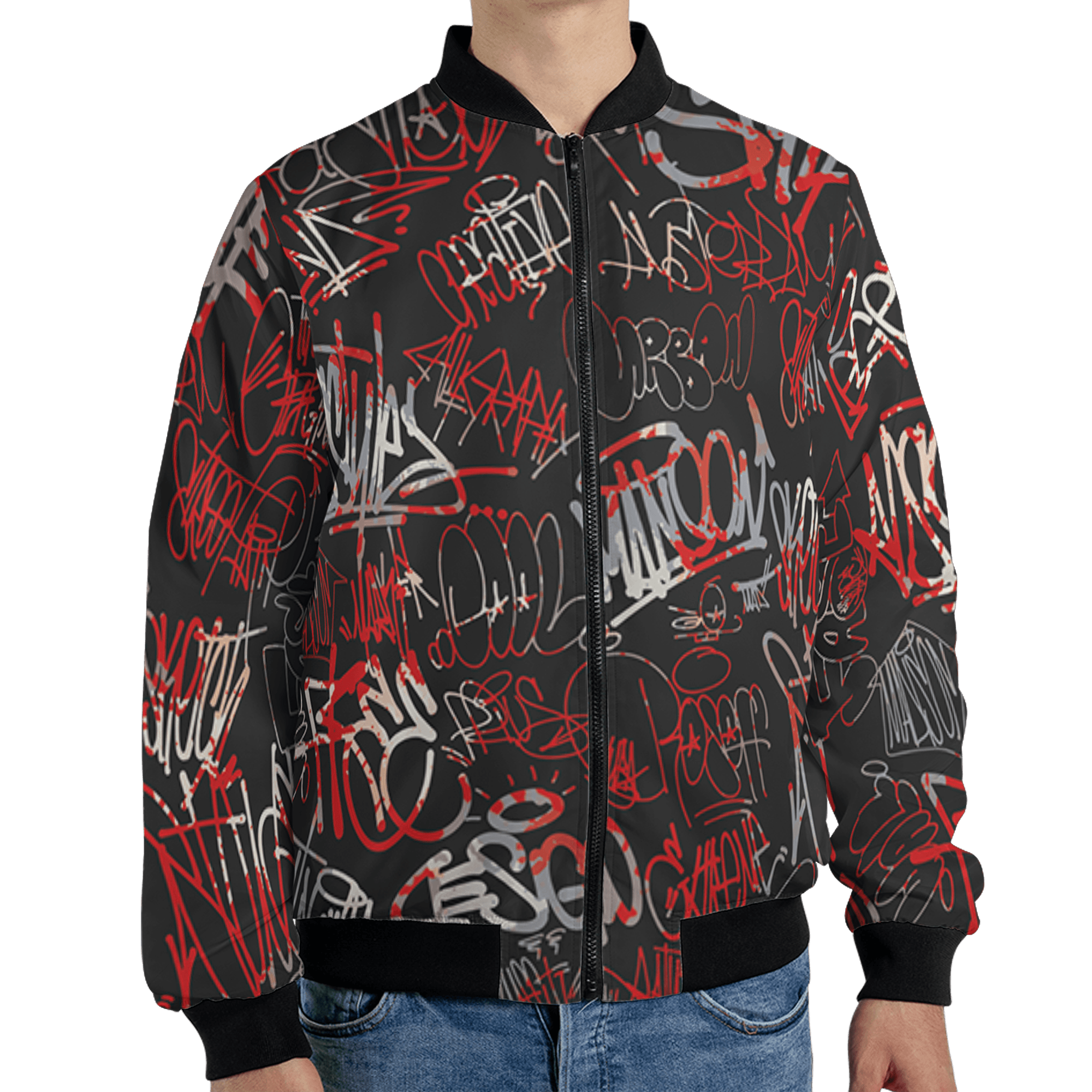 Bred Reimagined 4s Jacket Match 23 Hiphop 3D All-Over Print Graffiti Pattern - NastyJamz