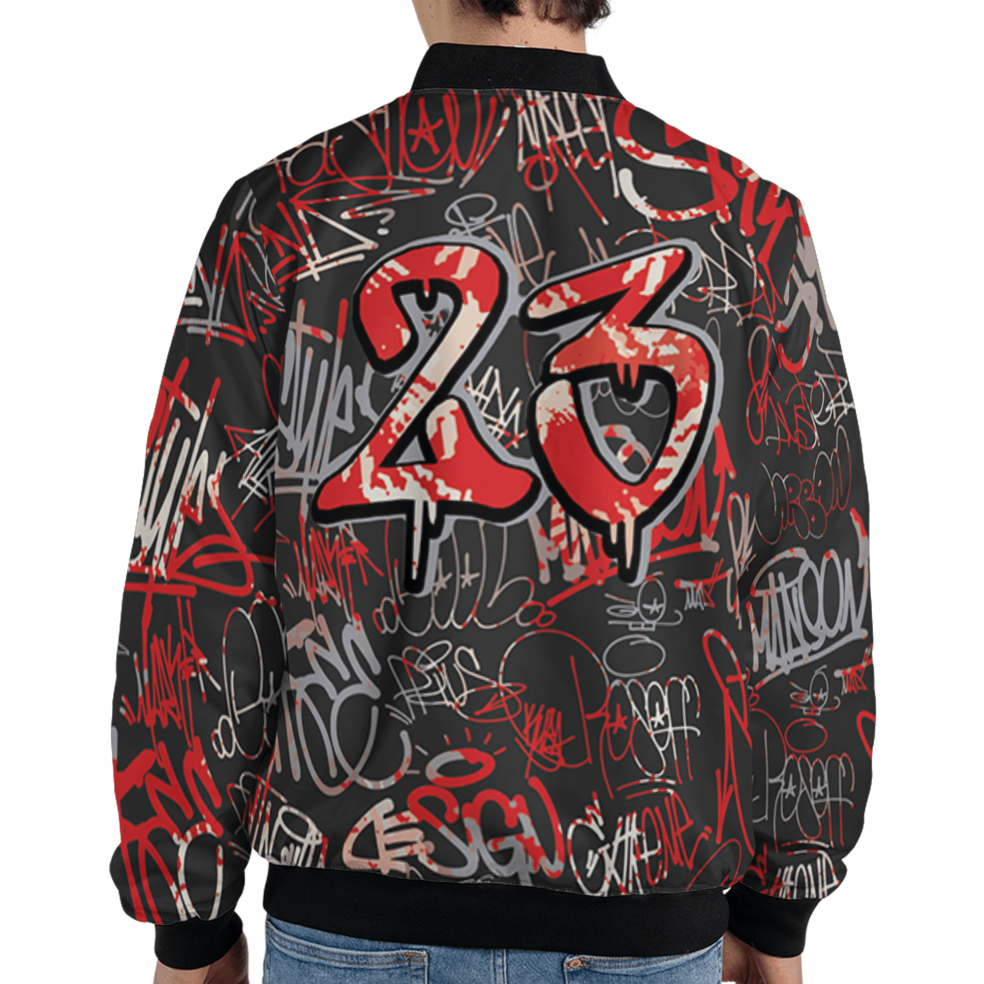 Bred Reimagined 4s Jacket Match 23 Hiphop 3D All-Over Print Graffiti Pattern - NastyJamz