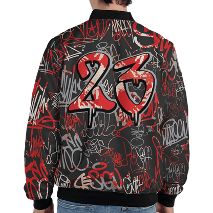 Bred Reimagined 4s Jacket Match 23 Hiphop 3D All-Over Print Graffiti Pattern - NastyJamz
