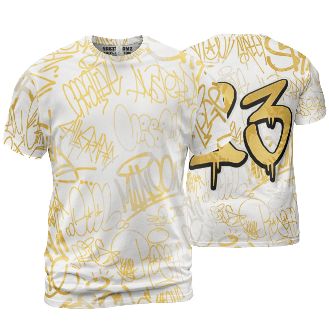 Sail 4s T Shirt Match 23 Hiphop 3D All-Over Print Graffiti Pattern - NastyJamz