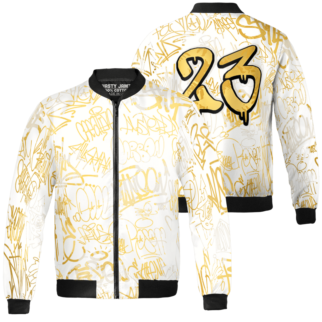 Sail 4s Jacket Match 23 Hiphop 3D All-Over Print Graffiti Pattern - NastyJamz