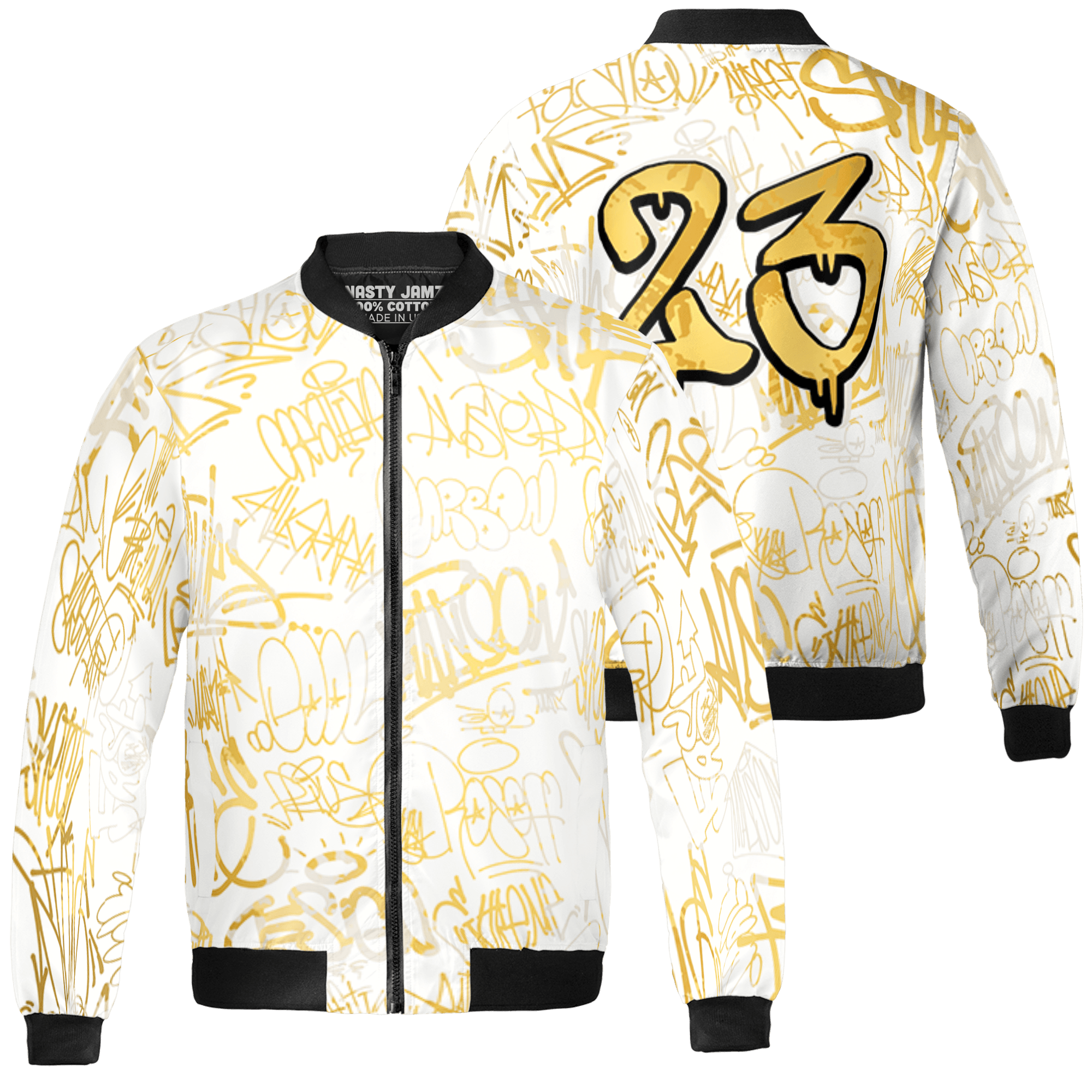 Sail 4s Jacket Match 23 Hiphop 3D All-Over Print Graffiti Pattern - NastyJamz