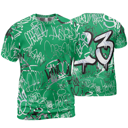 Lucky Green 5s T Shirt Match 23 Hiphop 3D All-Over Print Graffiti Pattern - NastyJamz