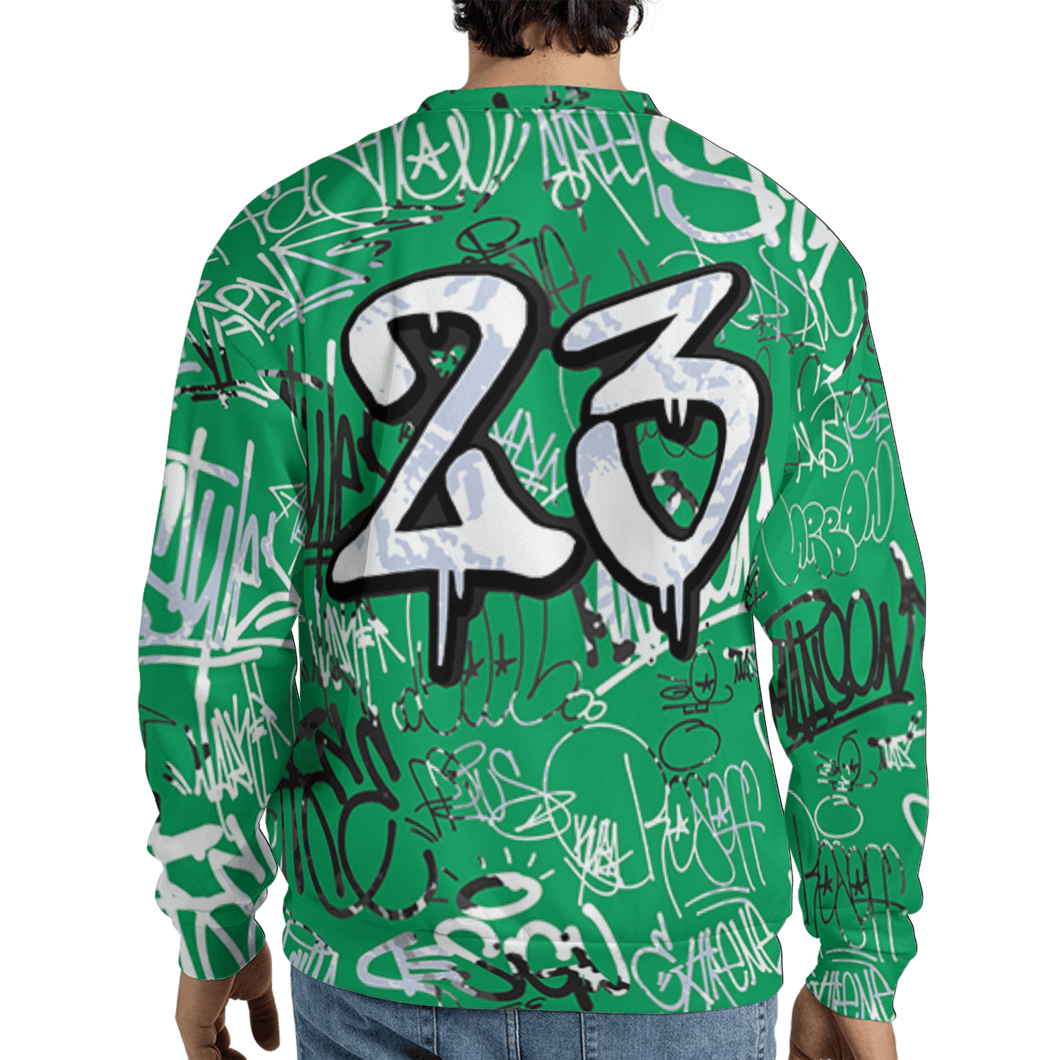 Lucky Green 5s Sweatshirt Match 23 Hiphop 3D All-Over Print Graffiti Pattern - NastyJamz