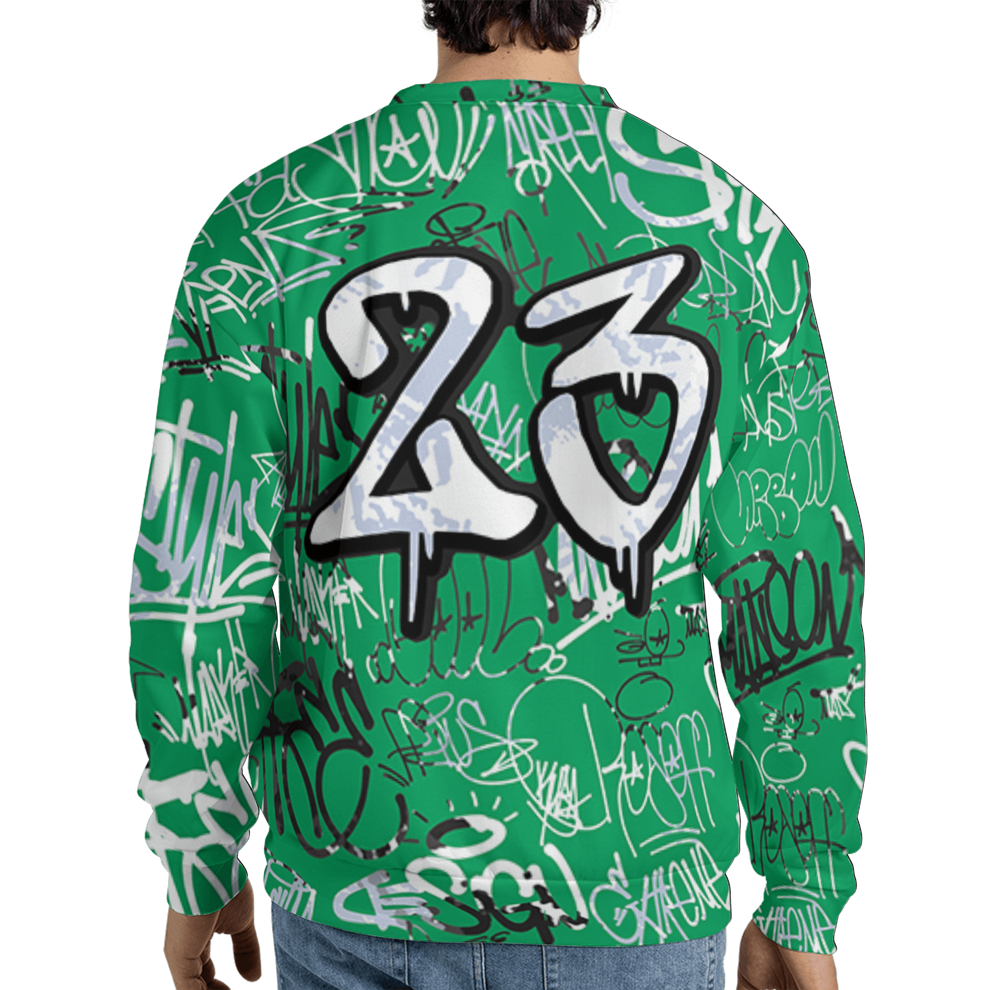 Lucky Green 5s Sweatshirt Match 23 Hiphop 3D All-Over Print Graffiti Pattern - NastyJamz
