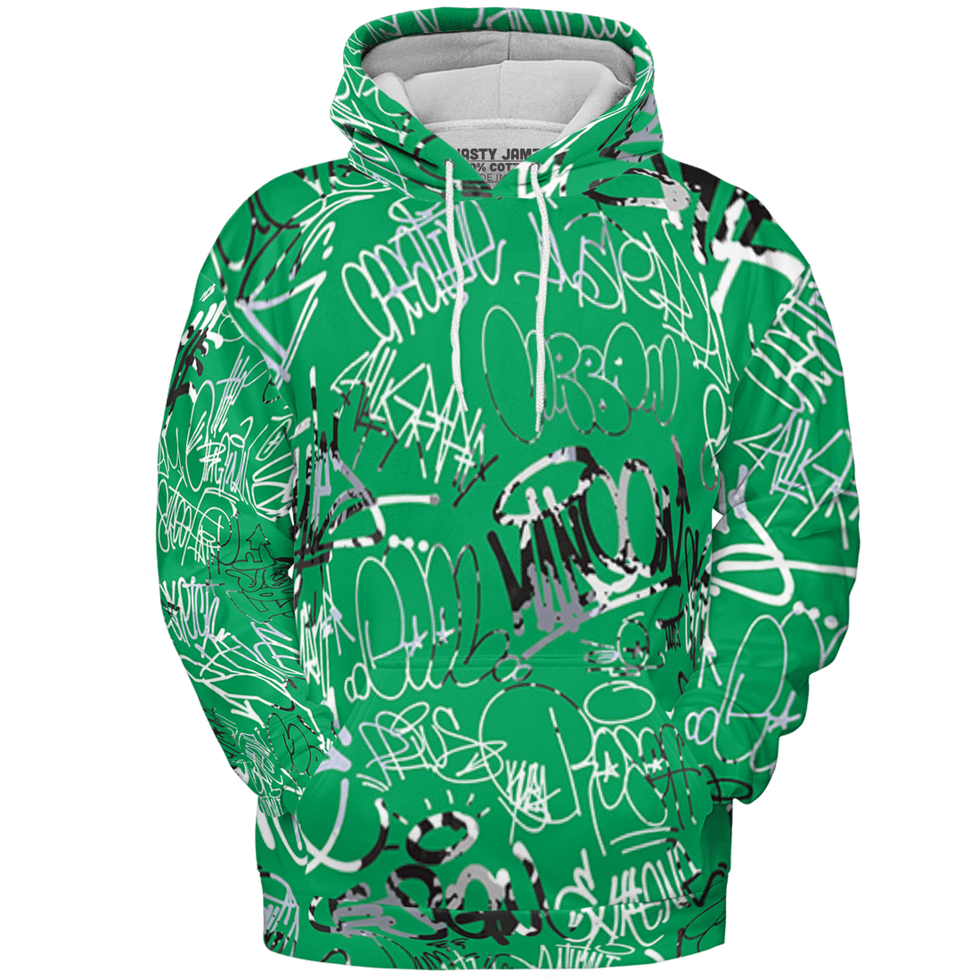 Lucky Green 5s Hoodie Match 23 Hiphop 3D All-Over Print Graffiti Pattern - NastyJamz