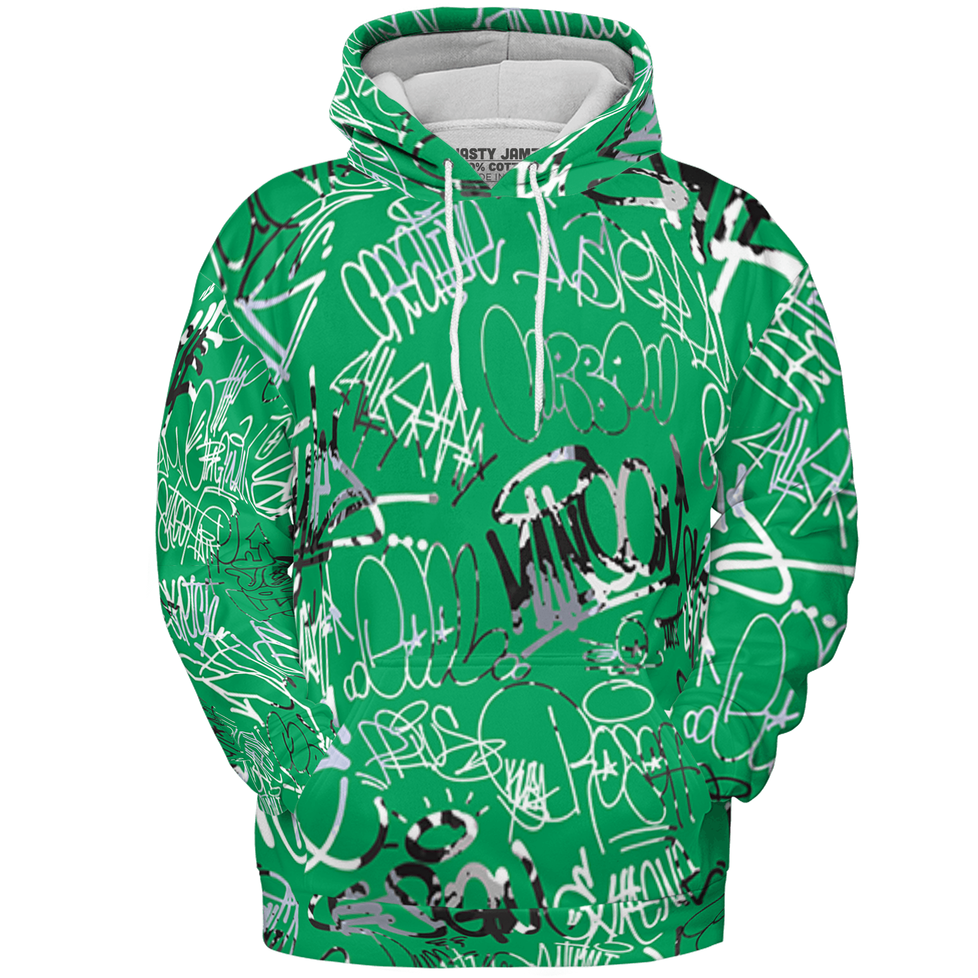 Lucky Green 5s Hoodie Match 23 Hiphop 3D All-Over Print Graffiti Pattern - NastyJamz