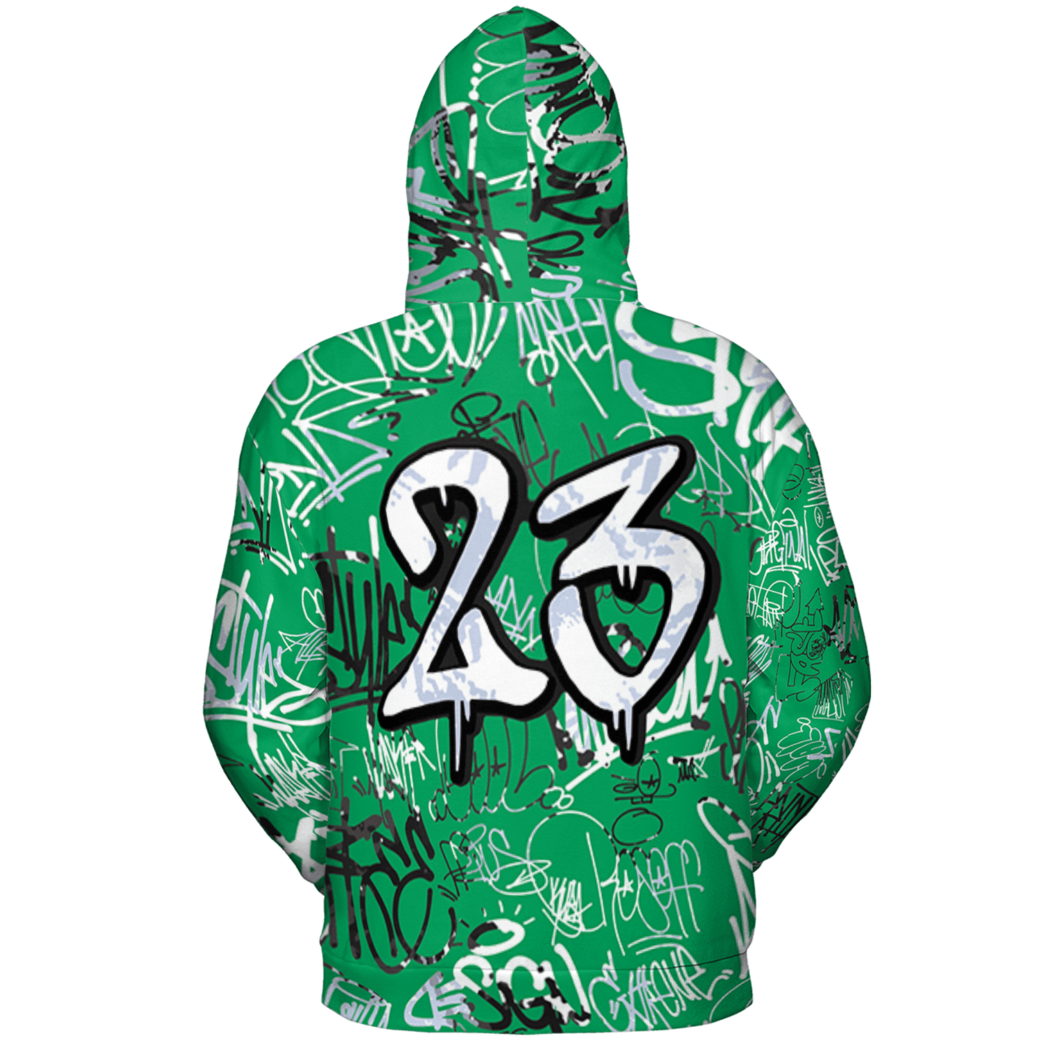 Lucky Green 5s Hoodie Match 23 Hiphop 3D All-Over Print Graffiti Pattern - NastyJamz