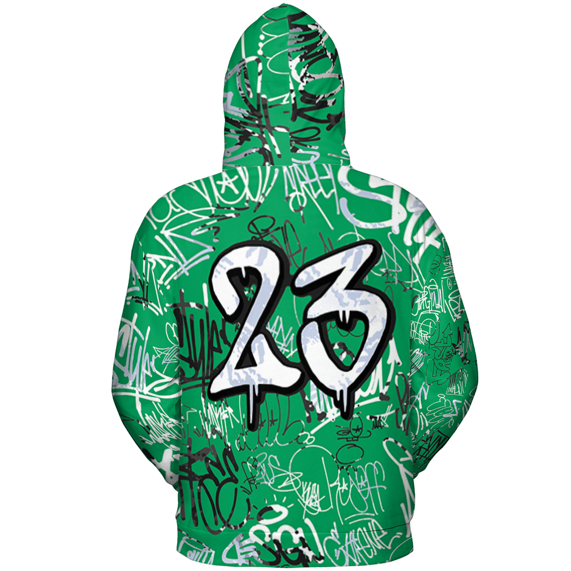 Lucky Green 5s Hoodie Match 23 Hiphop 3D All-Over Print Graffiti Pattern - NastyJamz