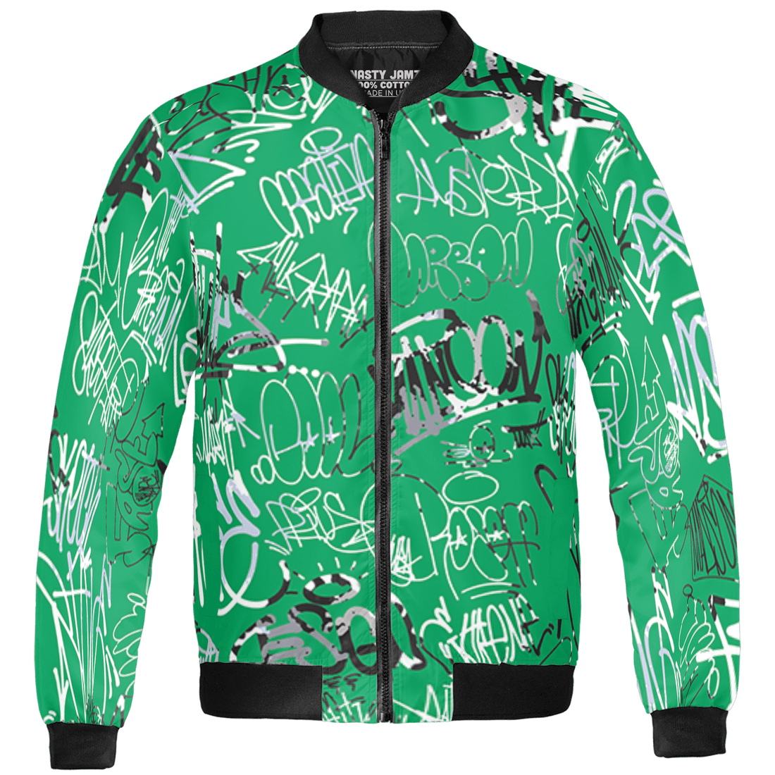 Lucky Green 5s Jacket Match 23 Hiphop 3D All-Over Print Graffiti Pattern - NastyJamz