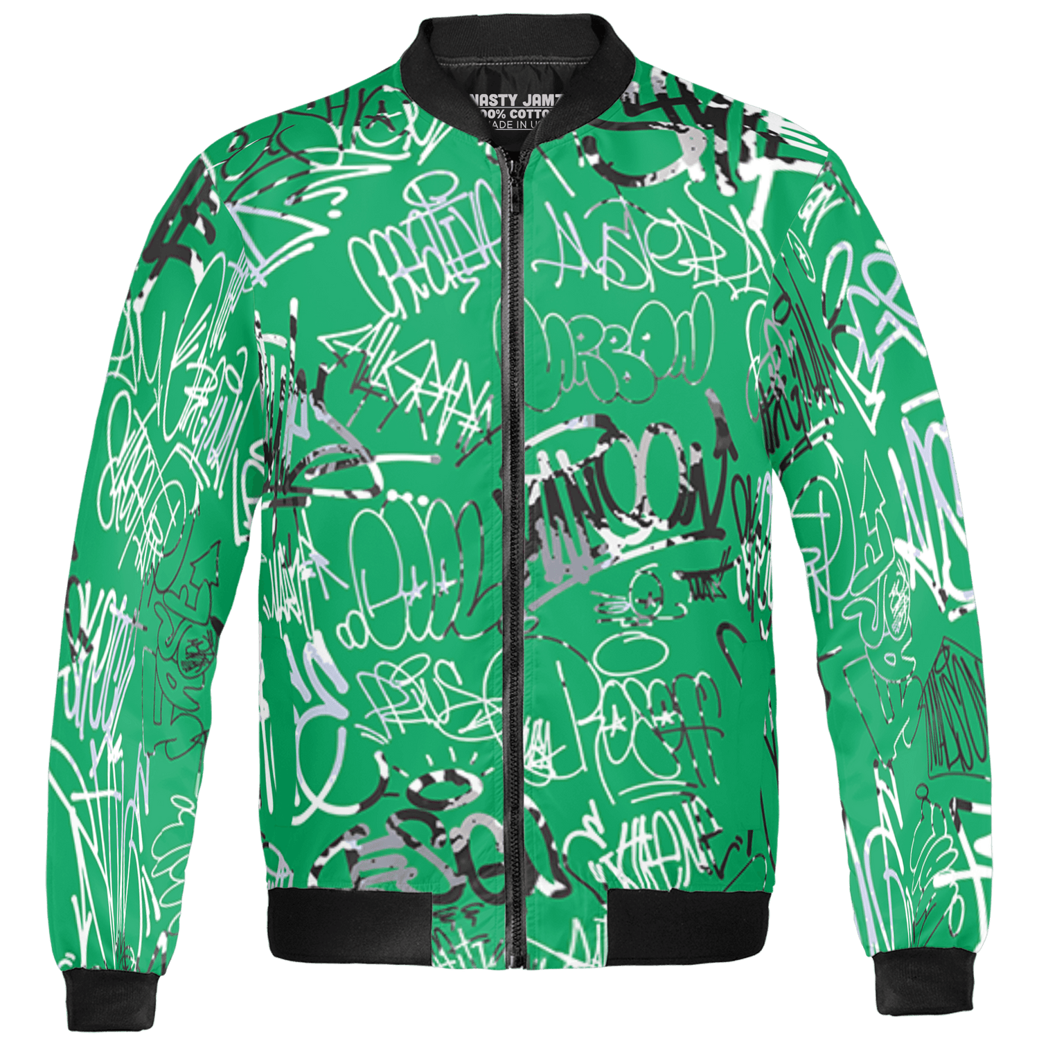 Lucky Green 5s Jacket Match 23 Hiphop 3D All-Over Print Graffiti Pattern - NastyJamz