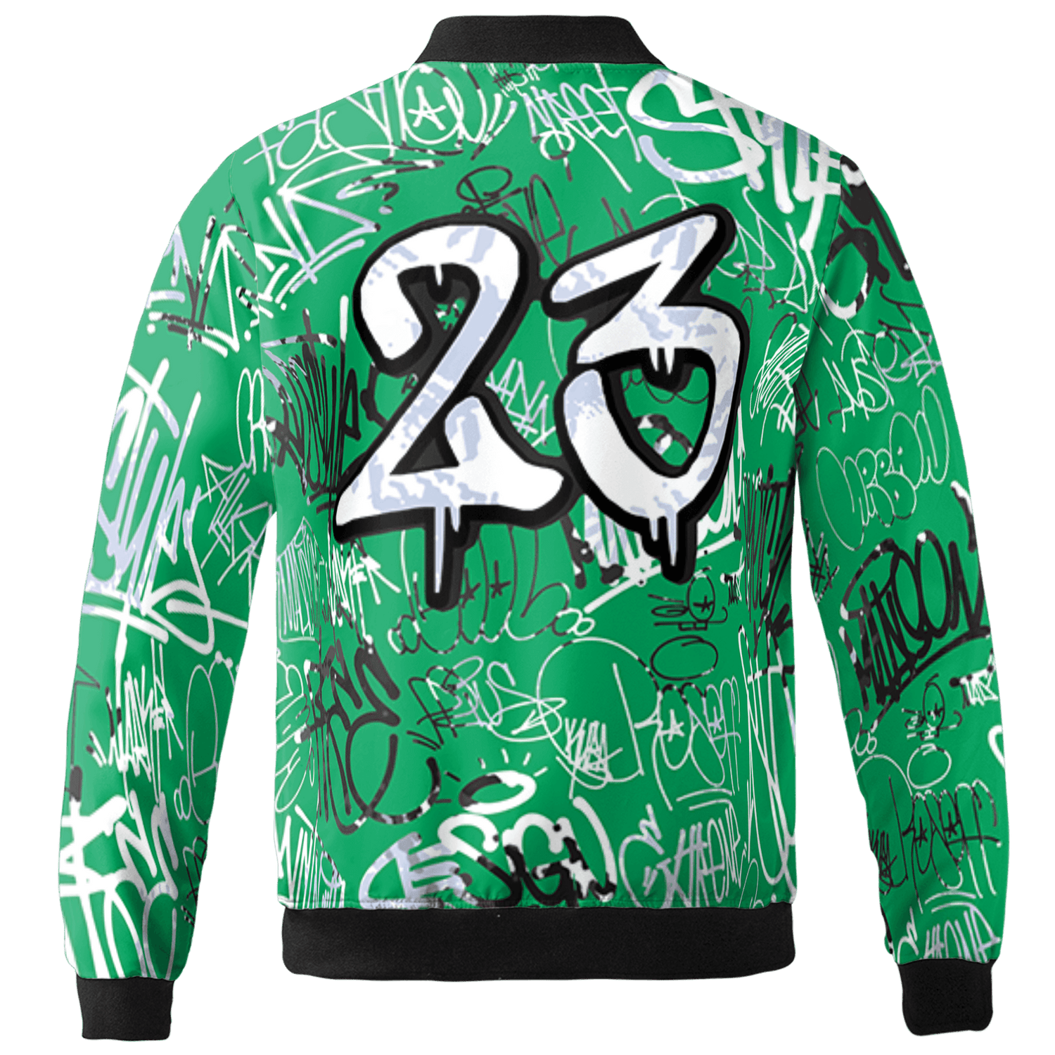 Lucky Green 5s Jacket Match 23 Hiphop 3D All-Over Print Graffiti Pattern - NastyJamz