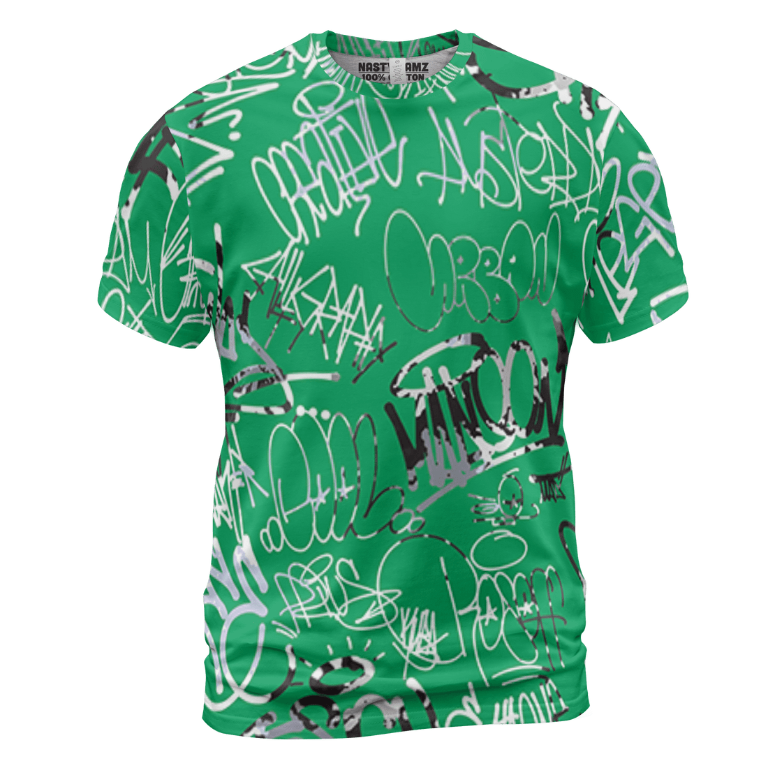 Lucky Green 5s T Shirt Match 23 Hiphop 3D All-Over Print Graffiti Pattern - NastyJamz
