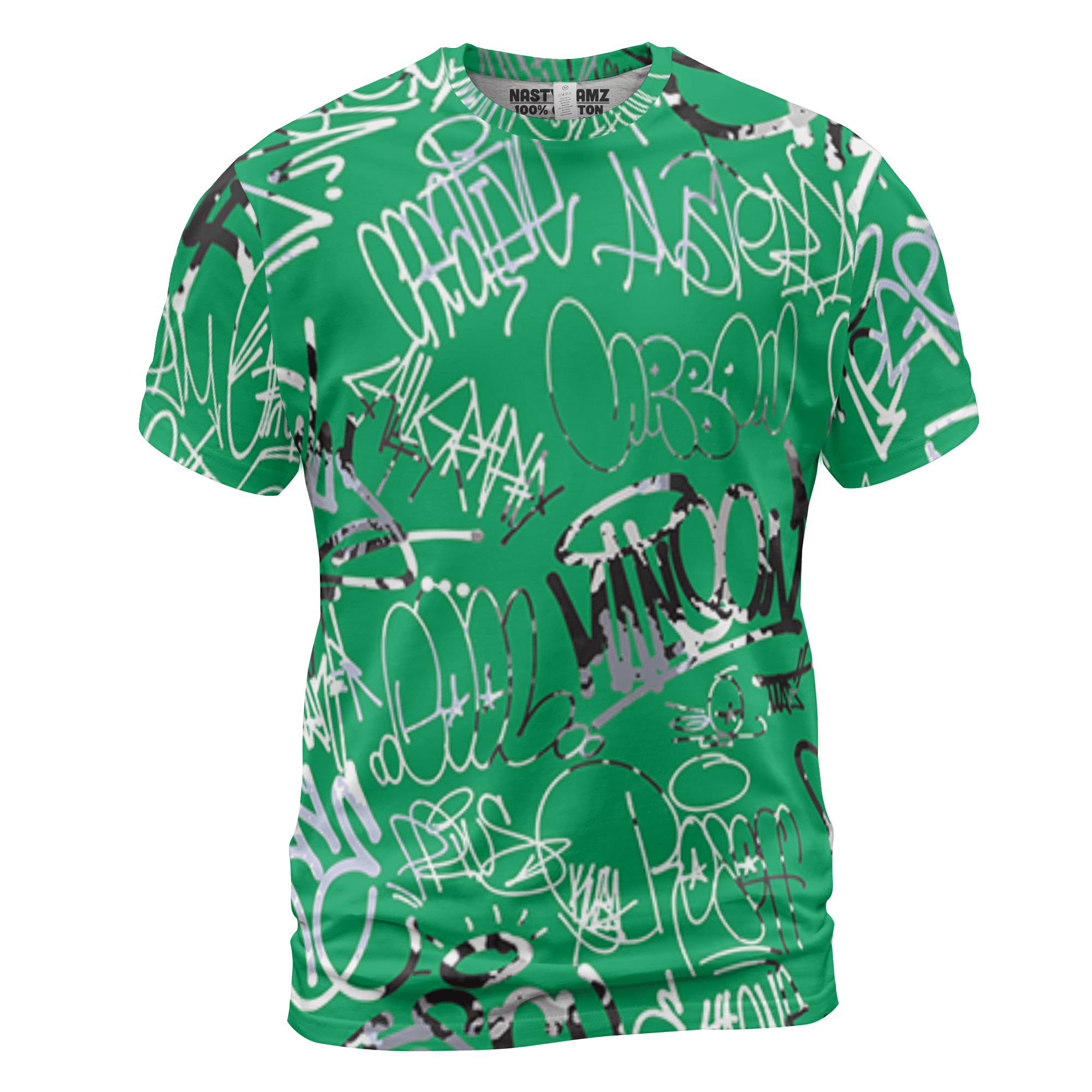 Lucky Green 5s T Shirt Match 23 Hiphop 3D All-Over Print Graffiti Pattern - NastyJamz