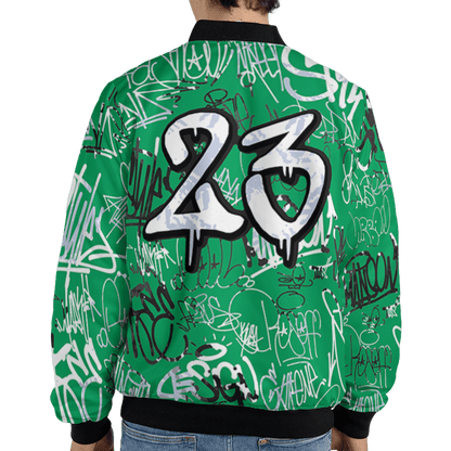 Lucky Green 5s Jacket Match 23 Hiphop 3D All-Over Print Graffiti Pattern - NastyJamz
