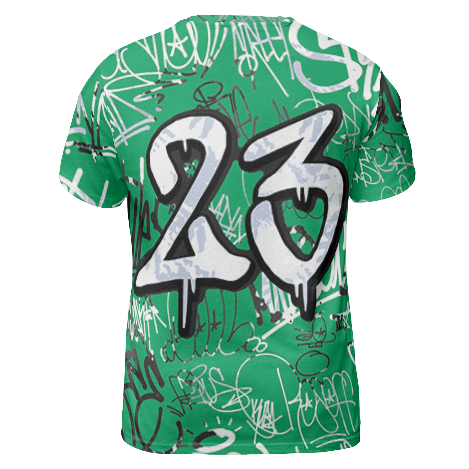Lucky Green 5s T Shirt Match 23 Hiphop 3D All-Over Print Graffiti Pattern - NastyJamz