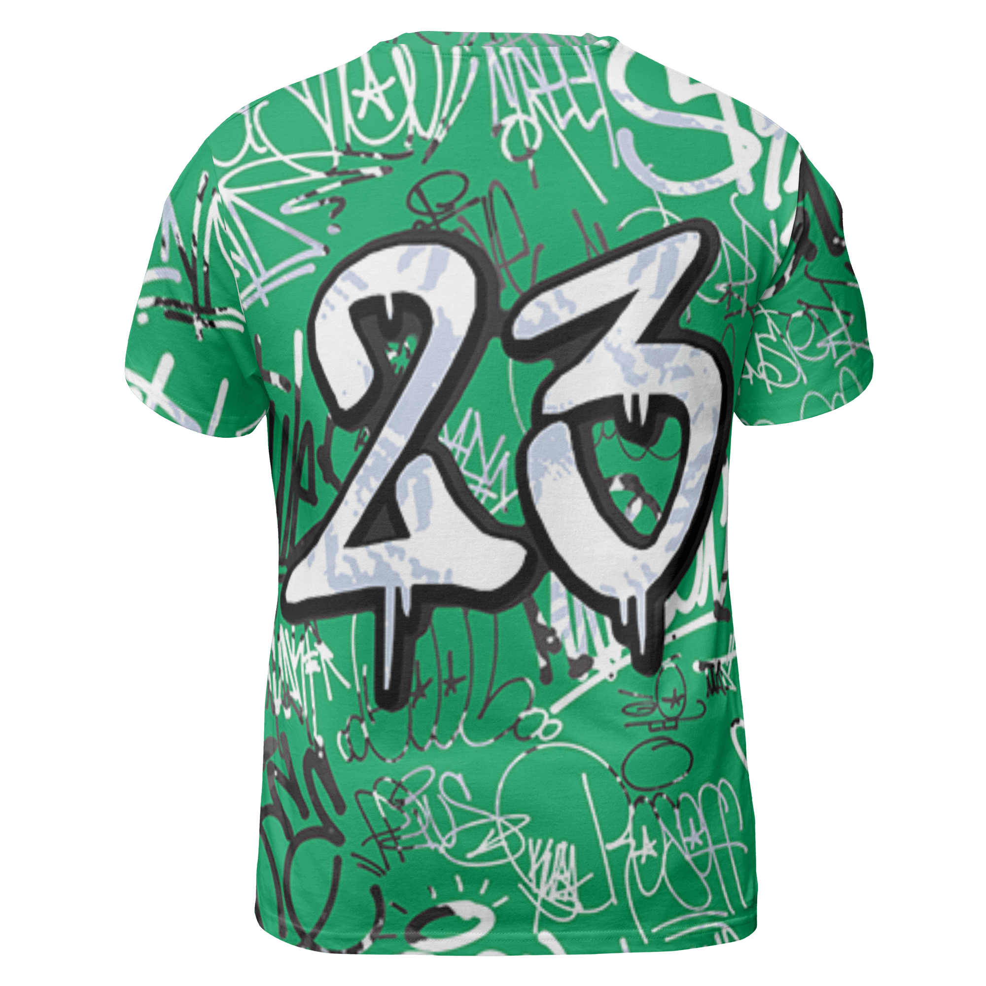 Lucky Green 5s T Shirt Match 23 Hiphop 3D All-Over Print Graffiti Pattern - NastyJamz