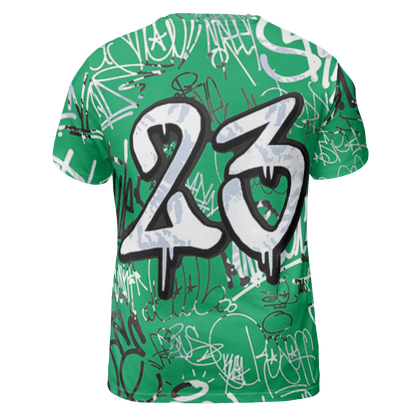 Lucky Green 5s T Shirt Match 23 Hiphop 3D All-Over Print Graffiti Pattern - NastyJamz