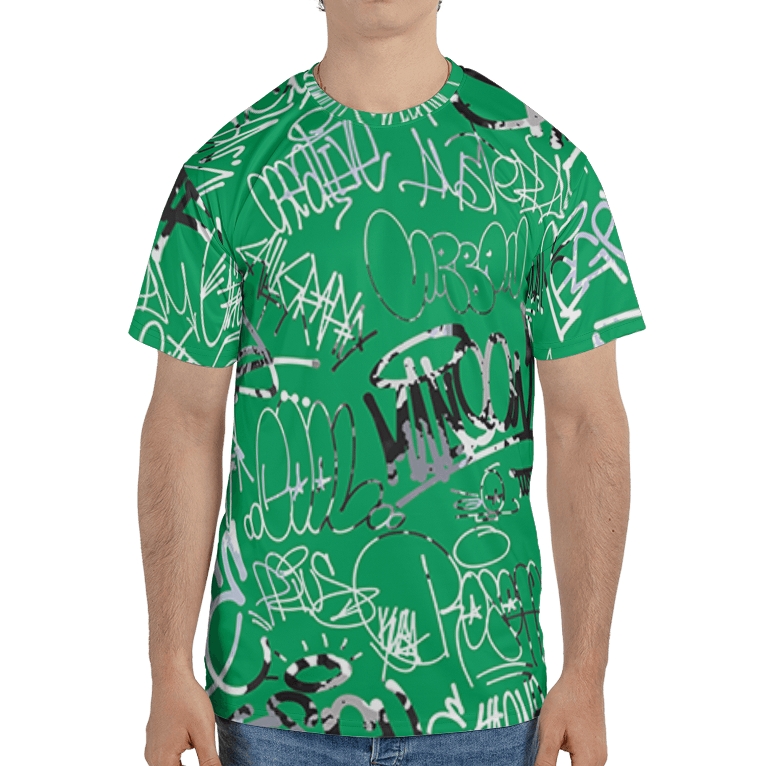 Lucky Green 5s T Shirt Match 23 Hiphop 3D All-Over Print Graffiti Pattern - NastyJamz