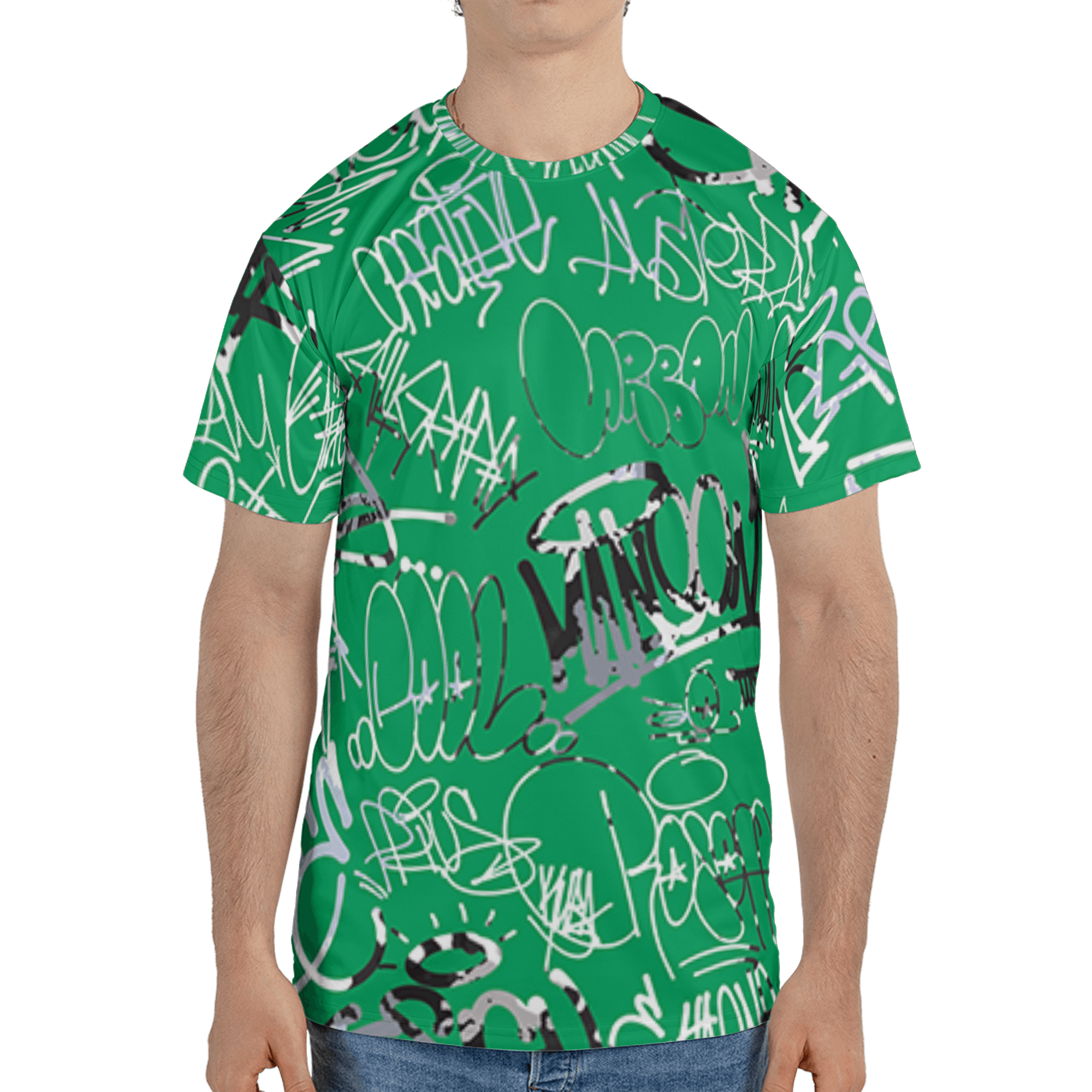Lucky Green 5s T Shirt Match 23 Hiphop 3D All-Over Print Graffiti Pattern - NastyJamz