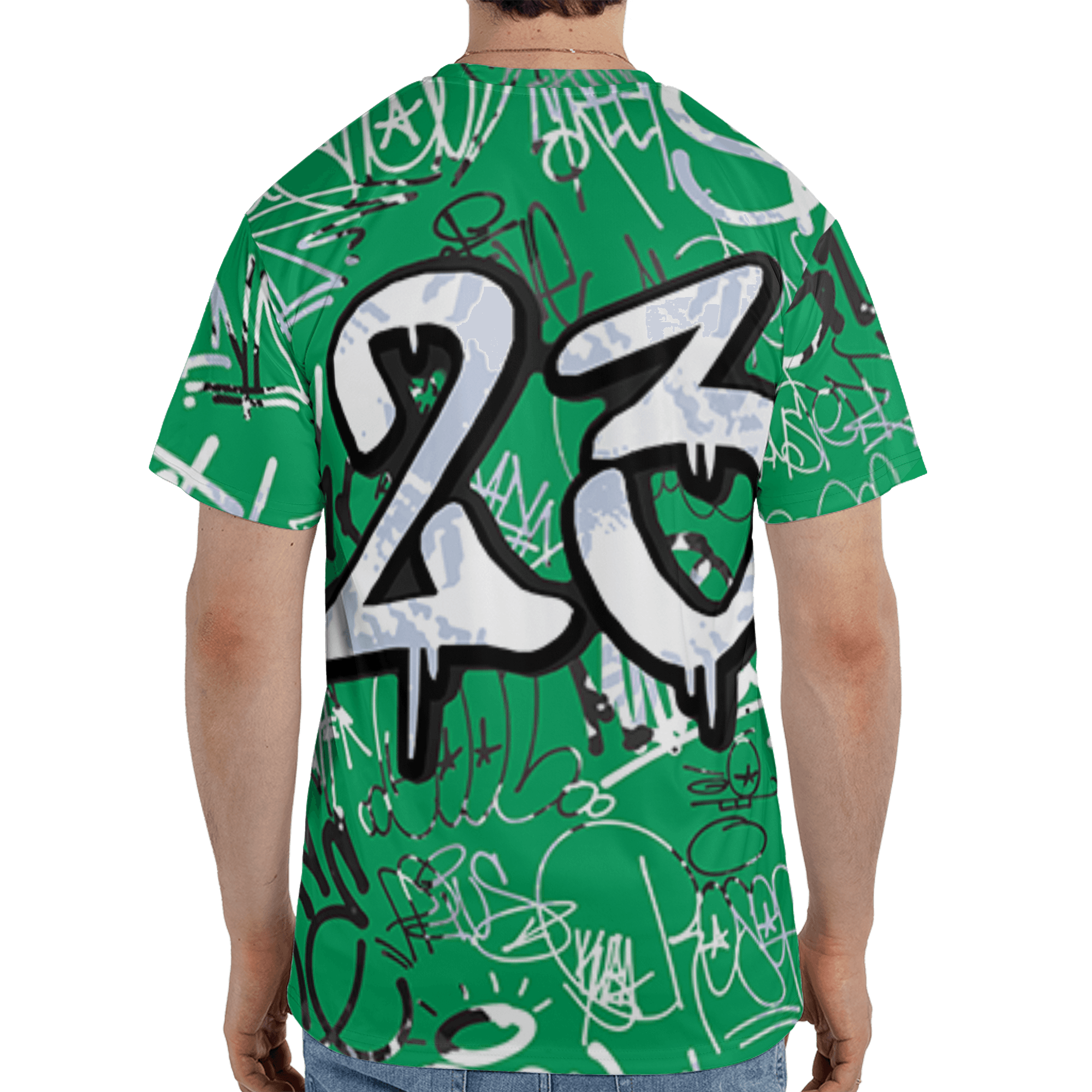 Lucky Green 5s T Shirt Match 23 Hiphop 3D All-Over Print Graffiti Pattern - NastyJamz