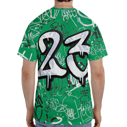 Lucky Green 5s T Shirt Match 23 Hiphop 3D All-Over Print Graffiti Pattern - NastyJamz