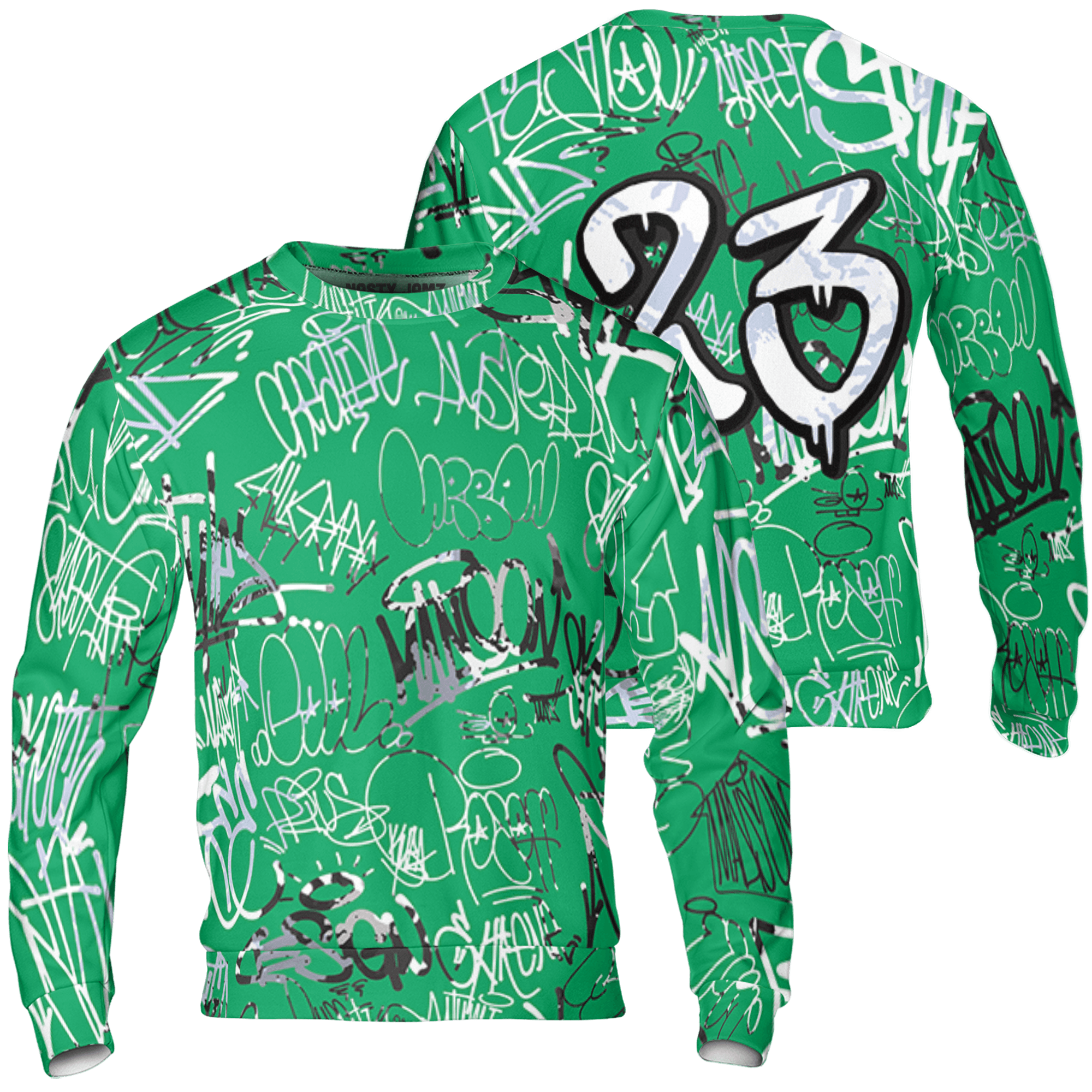 Lucky Green 5s Sweatshirt Match 23 Hiphop 3D All-Over Print Graffiti Pattern - NastyJamz