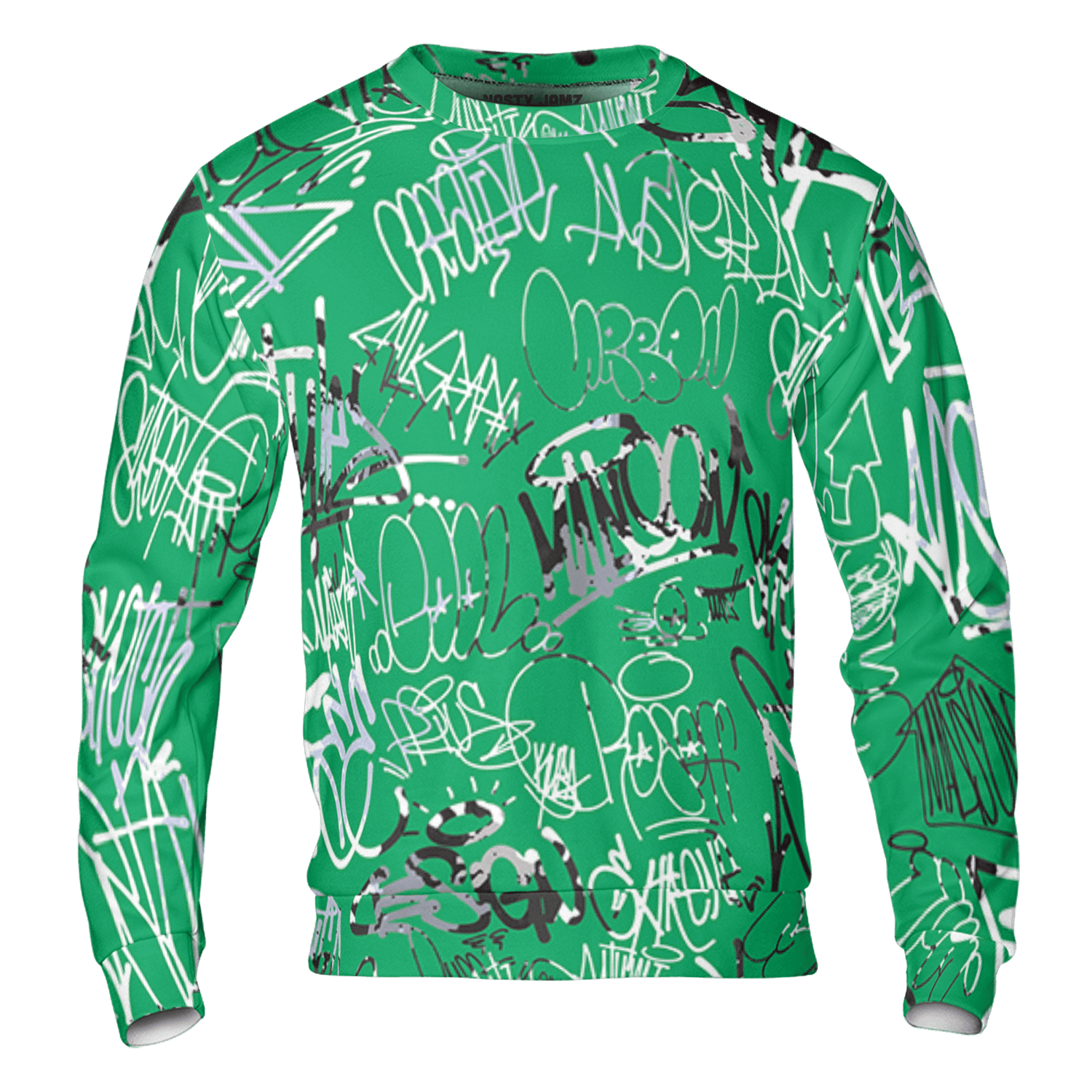 Lucky Green 5s Sweatshirt Match 23 Hiphop 3D All-Over Print Graffiti Pattern - NastyJamz