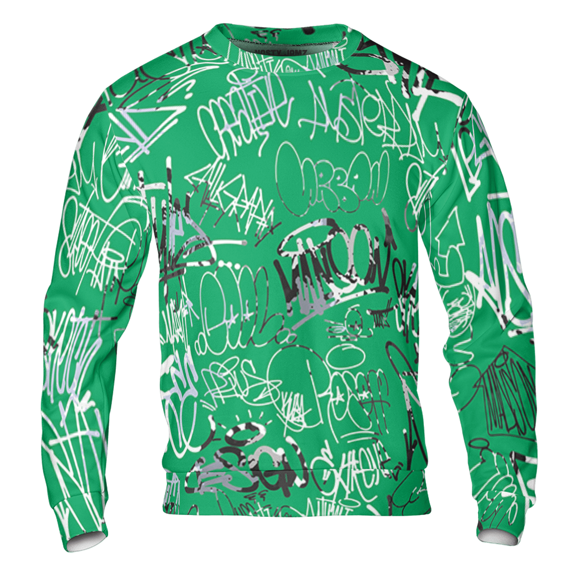 Lucky Green 5s Sweatshirt Match 23 Hiphop 3D All-Over Print Graffiti Pattern - NastyJamz