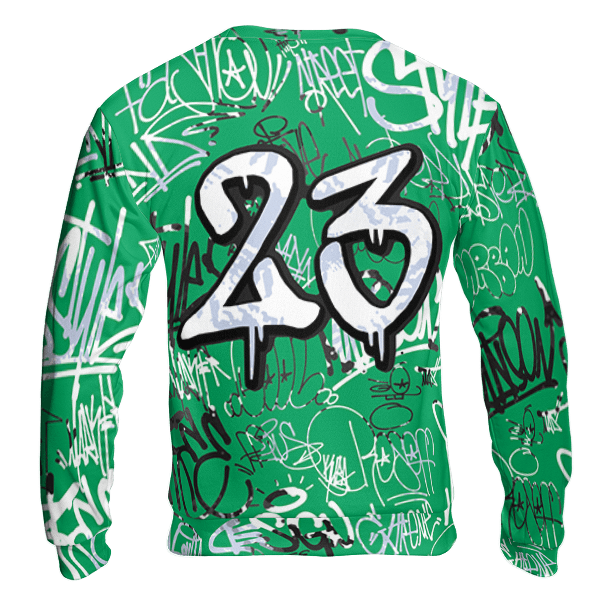 Lucky Green 5s Sweatshirt Match 23 Hiphop 3D All-Over Print Graffiti Pattern - NastyJamz