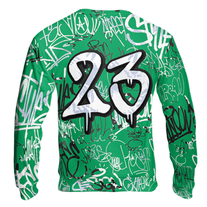 Lucky Green 5s Sweatshirt Match 23 Hiphop 3D All-Over Print Graffiti Pattern - NastyJamz
