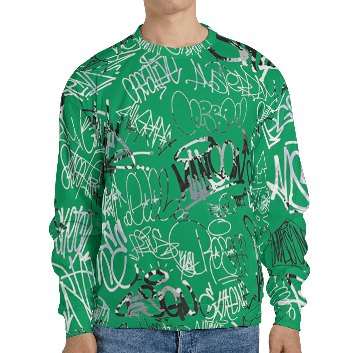 Lucky Green 5s Sweatshirt Match 23 Hiphop 3D All-Over Print Graffiti Pattern - NastyJamz