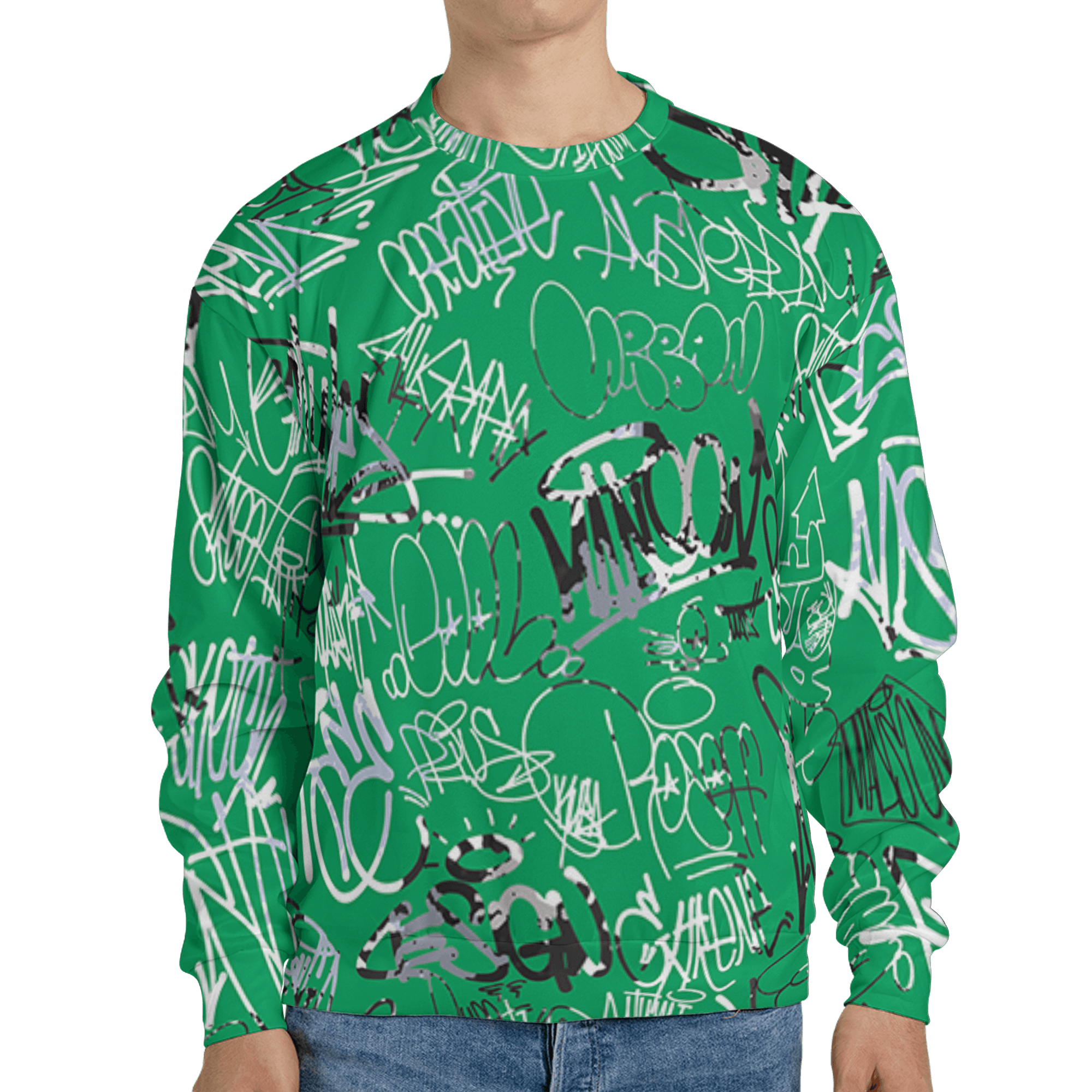 Lucky Green 5s Sweatshirt Match 23 Hiphop 3D All-Over Print Graffiti Pattern - NastyJamz