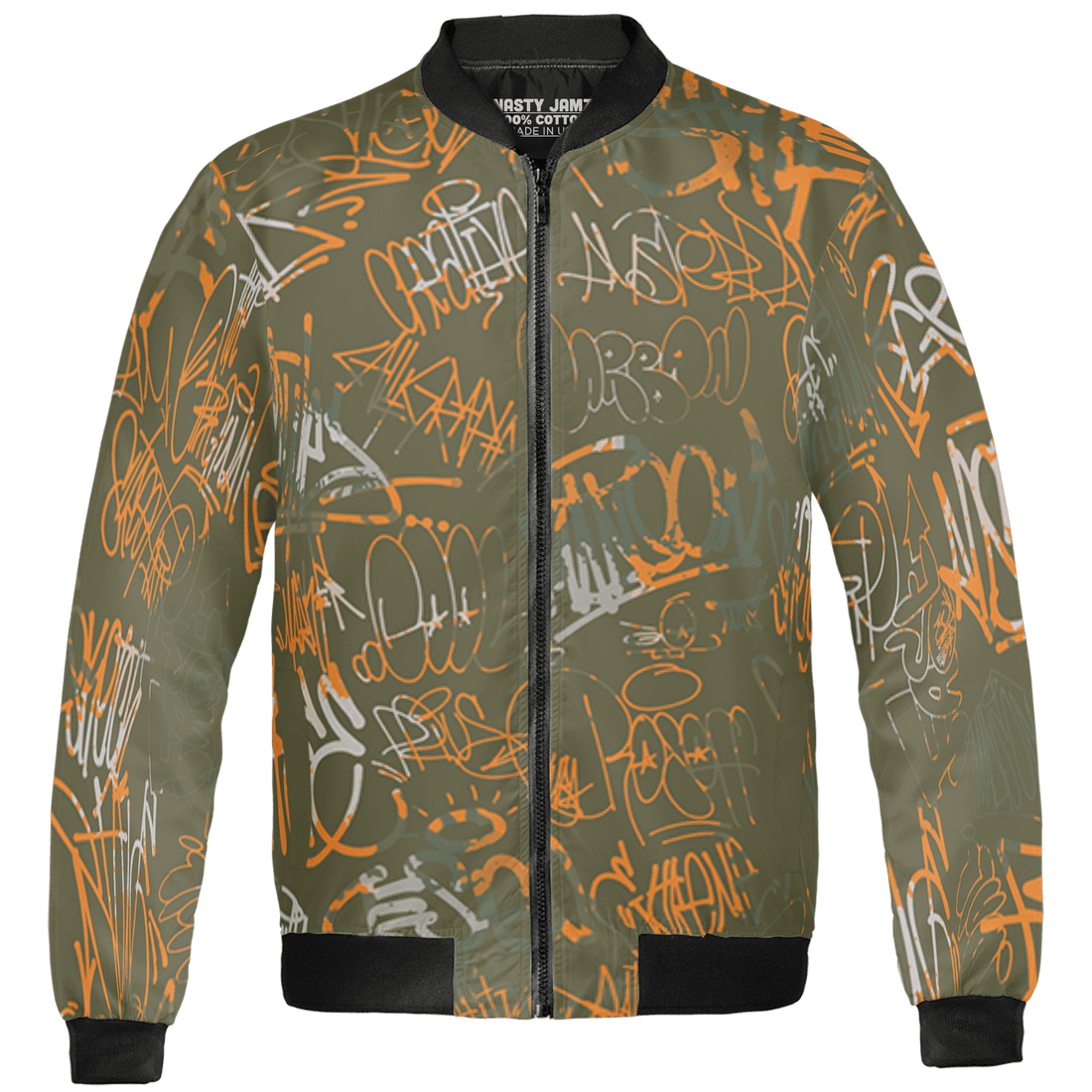 Olive 5s Jacket Match 23 Hiphop 3D All-Over Print Graffiti Pattern - NastyJamz