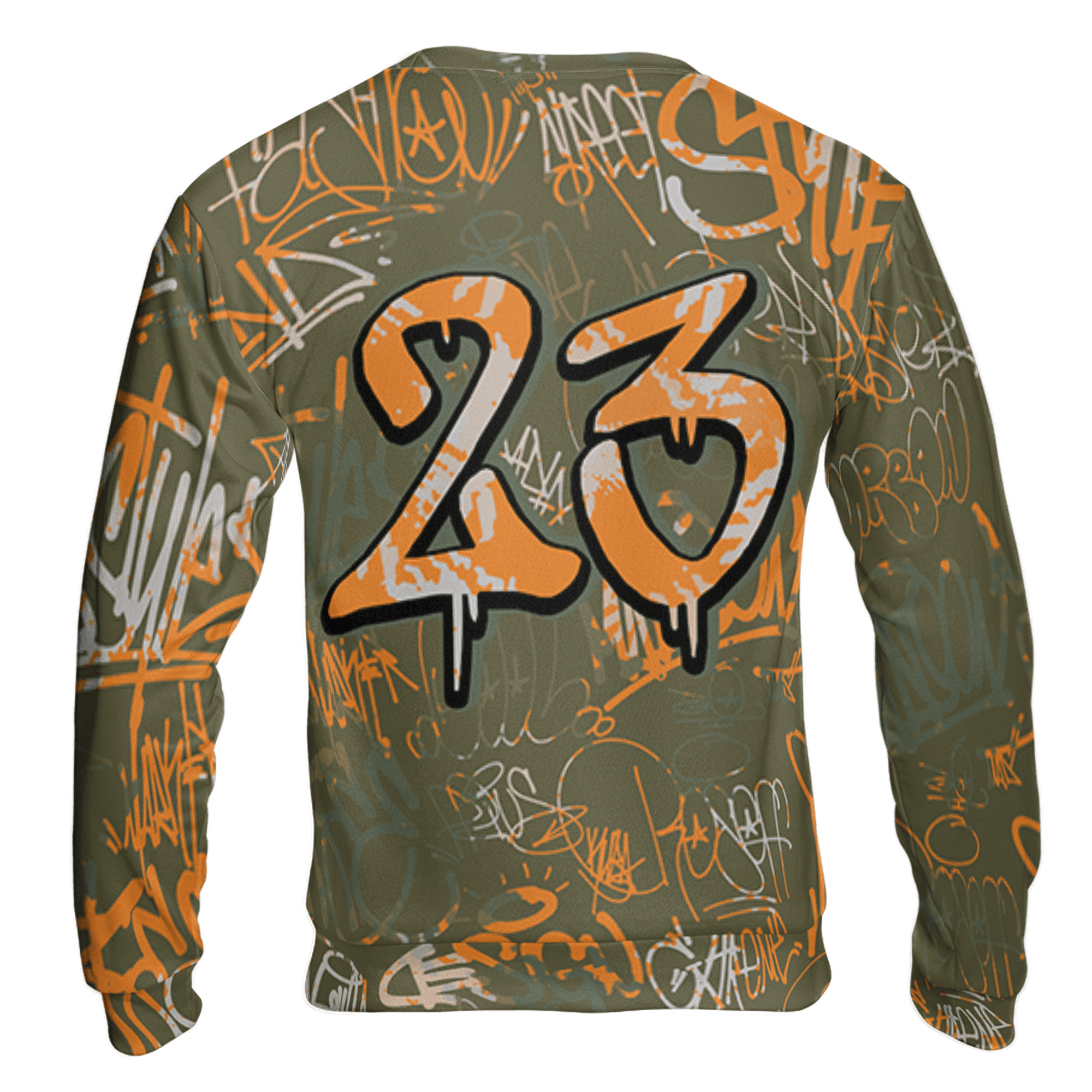 Olive 5s Sweatshirt Match 23 Hiphop 3D All-Over Print Graffiti Pattern - NastyJamz