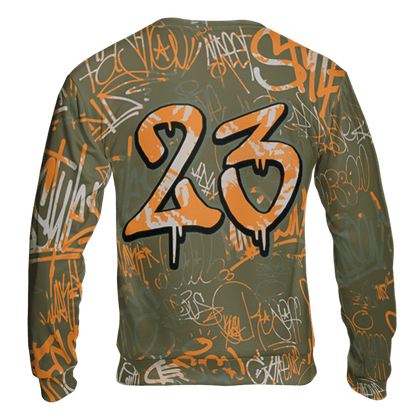 Olive 5s Sweatshirt Match 23 Hiphop 3D All-Over Print Graffiti Pattern - NastyJamz