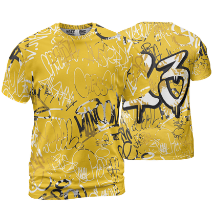 Yellow Ochre 6s T Shirt Match 23 Hiphop 3D All-Over Print Graffiti Pattern - NastyJamz