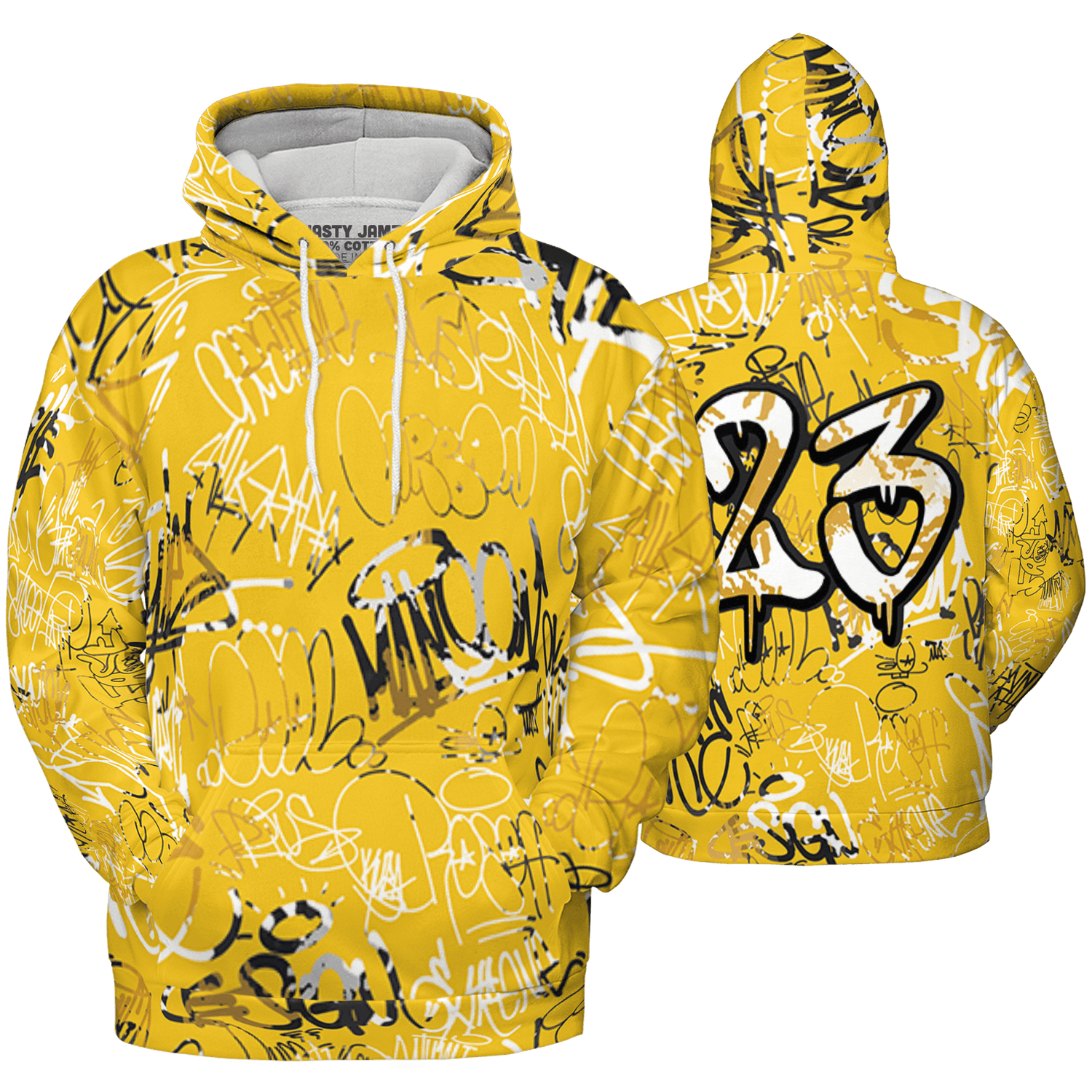 Yellow Ochre 6s Hoodie Match 23 Hiphop 3D All-Over Print Graffiti Pattern - NastyJamz
