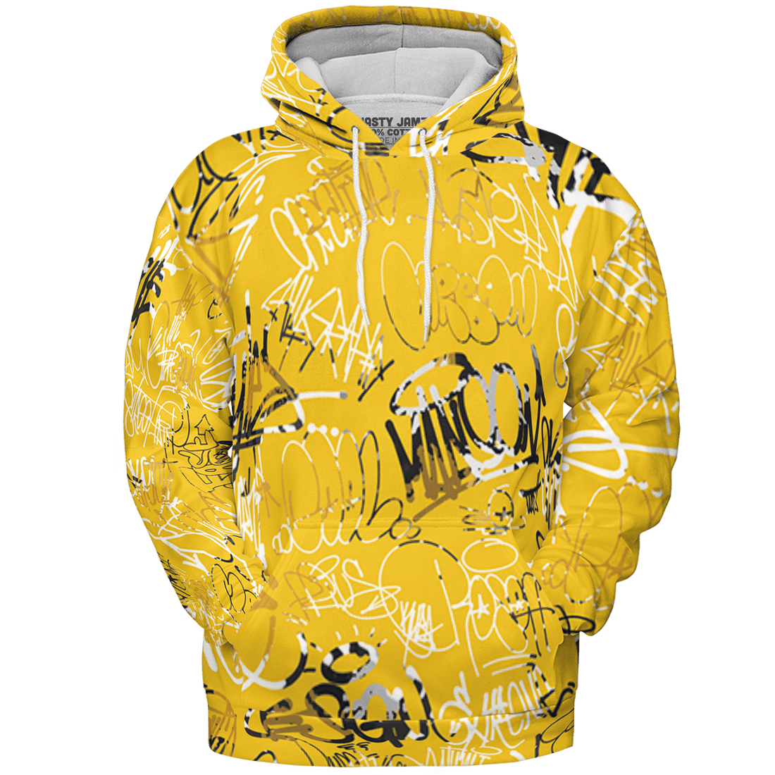 Yellow Ochre 6s Hoodie Match 23 Hiphop 3D All-Over Print Graffiti Pattern - NastyJamz