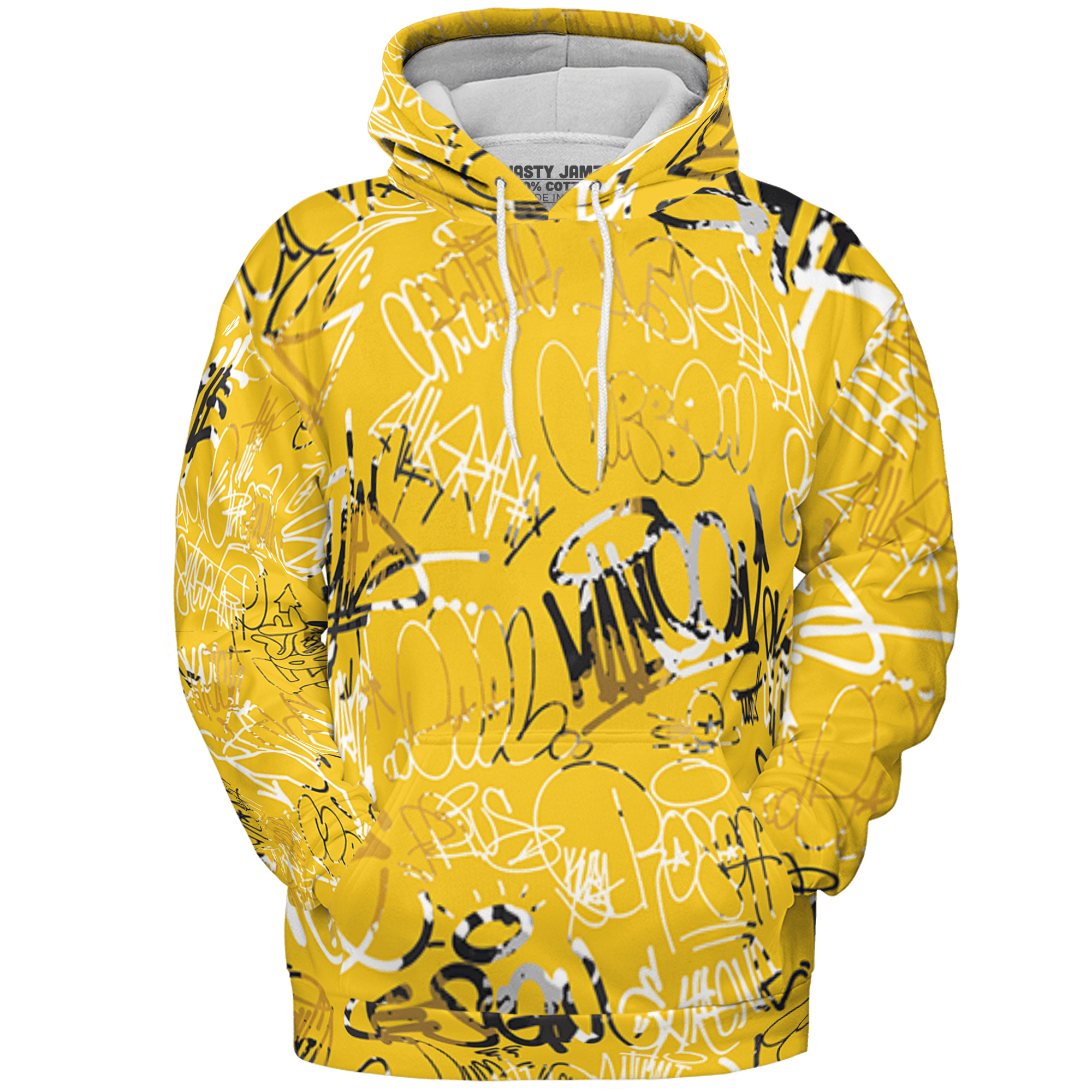 Yellow Ochre 6s Hoodie Match 23 Hiphop 3D All-Over Print Graffiti Pattern - NastyJamz
