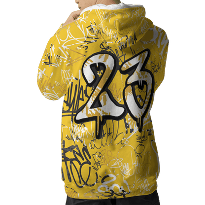 Yellow Ochre 6s Hoodie Match 23 Hiphop 3D All-Over Print Graffiti Pattern - NastyJamz