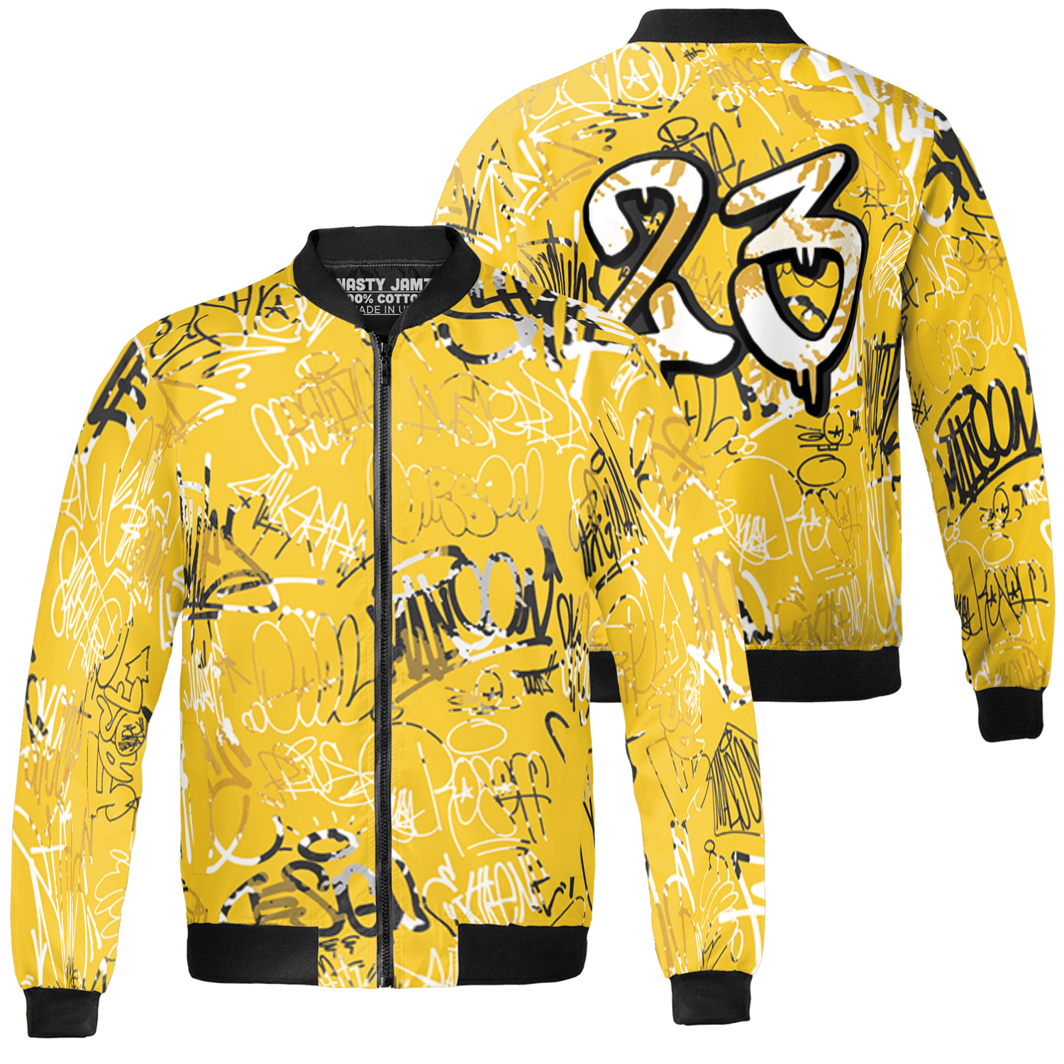 Yellow Ochre 6s Jacket Match 23 Hiphop 3D All-Over Print Graffiti Pattern - NastyJamz