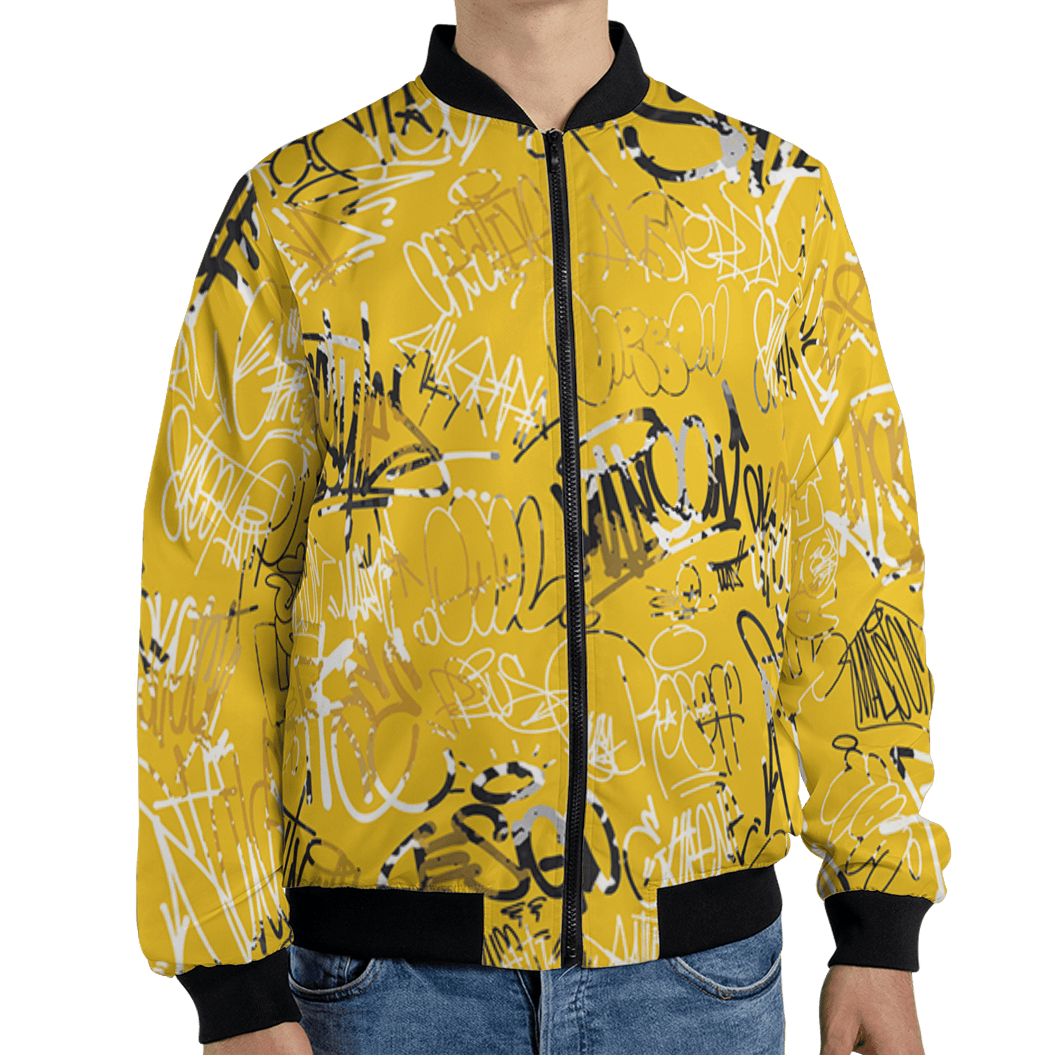 Yellow Ochre 6s Jacket Match 23 Hiphop 3D All-Over Print Graffiti Pattern - NastyJamz