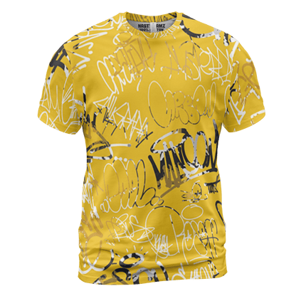 Yellow Ochre 6s T Shirt Match 23 Hiphop 3D All-Over Print Graffiti Pattern - NastyJamz